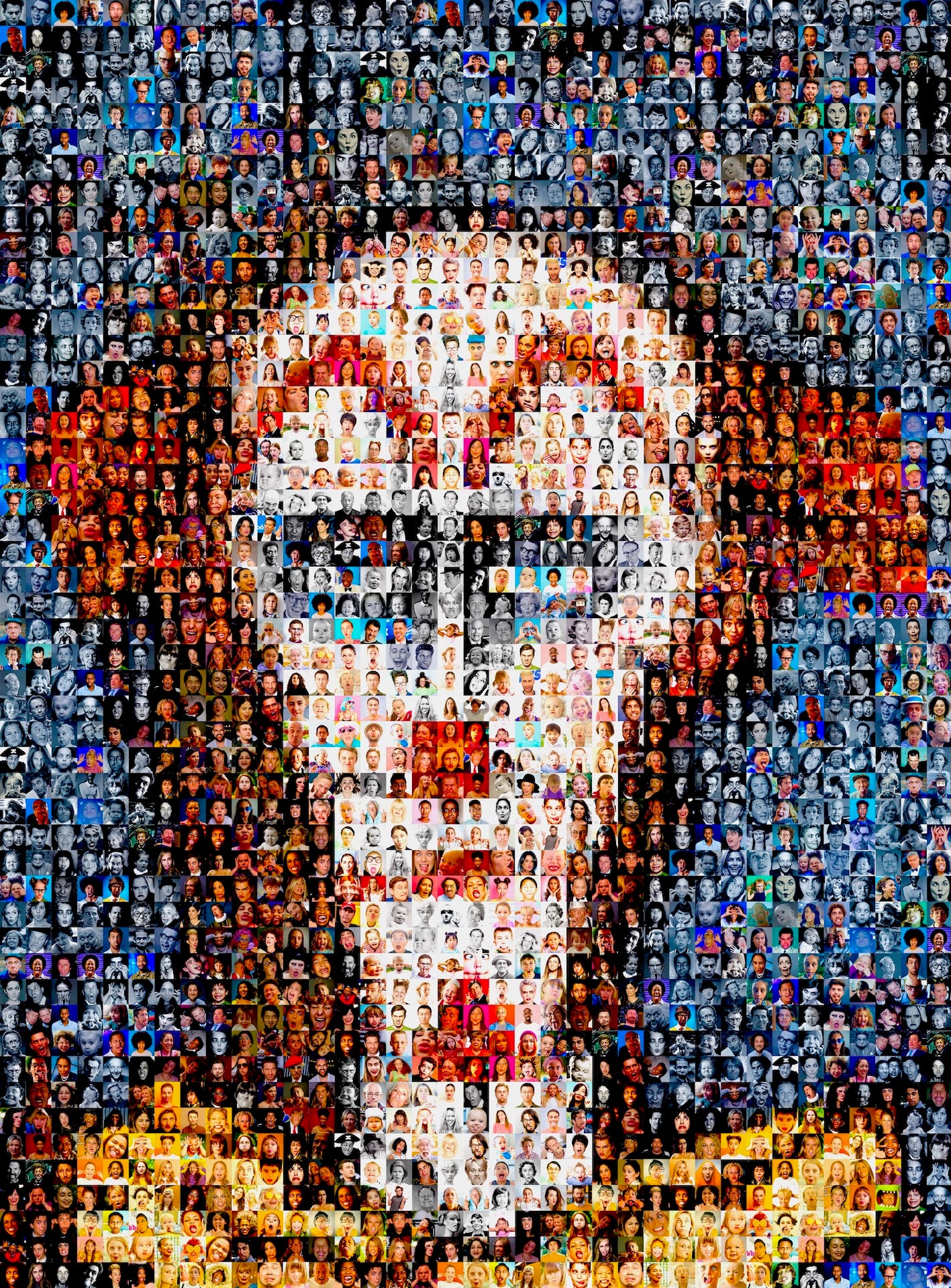 Visage d'un clown triste et de visages drôles, collection miquaseo, art coloré et expressif, illustrant des émotions contrastantes.