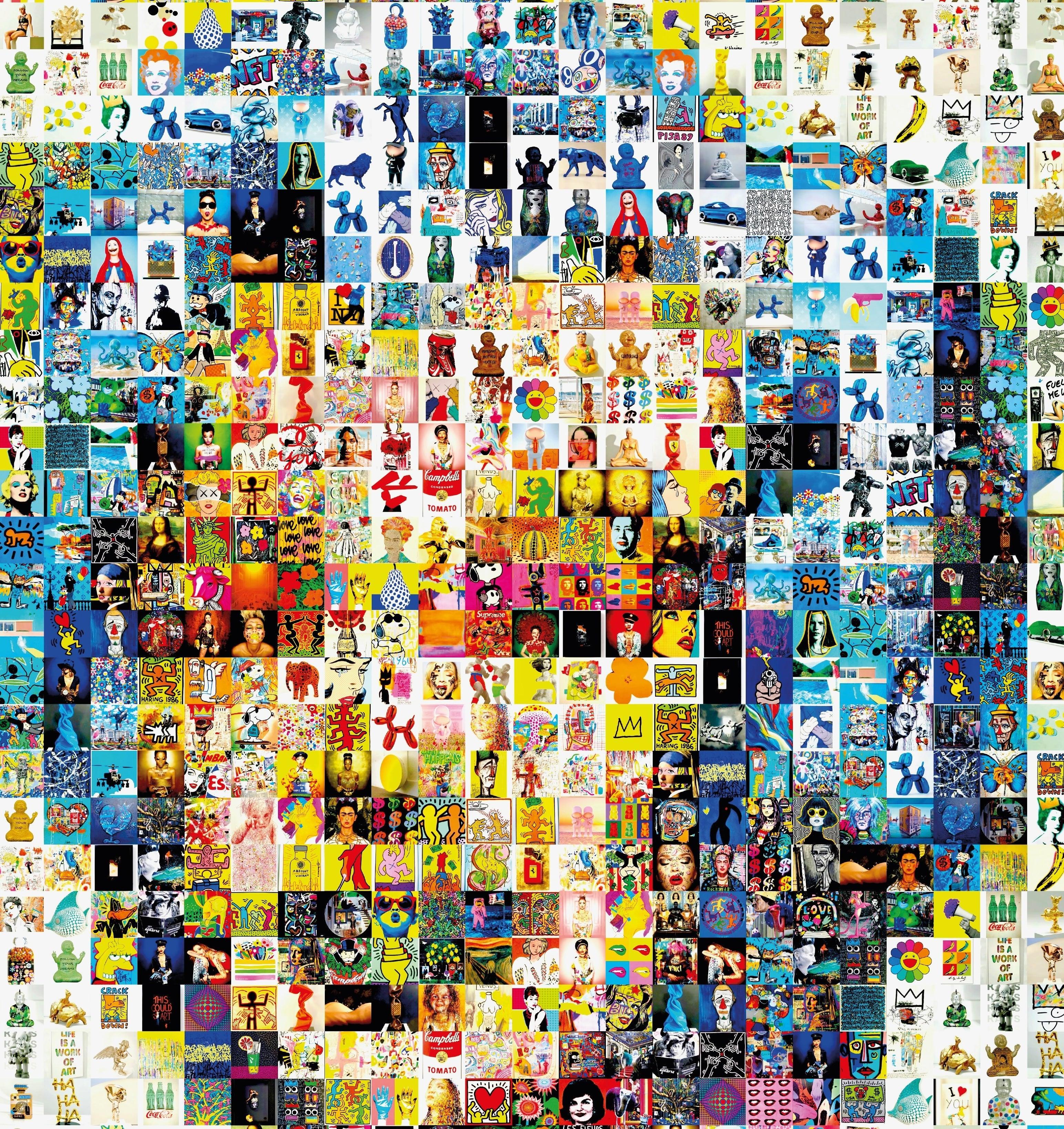 Tableau plexiglass art contemporain Miquaseo, mosaique "4Monroe VS Art", decoration murale design, edition limitee signee et numerotee