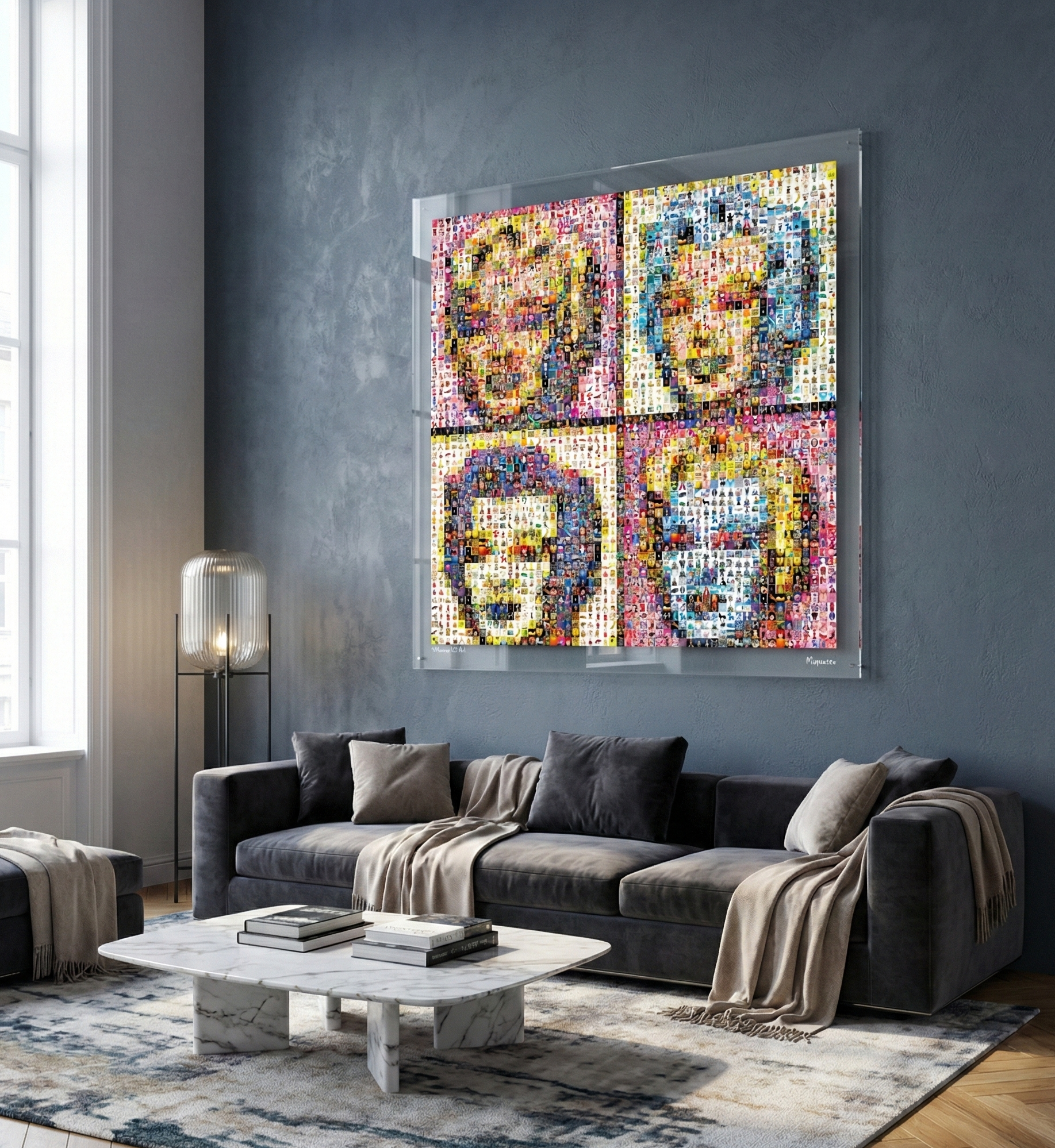 Tableau plexiglass art contemporain Miquaseo, mosaique "4Monroe VS Art", decoration murale design, edition limitee signee et numerotee