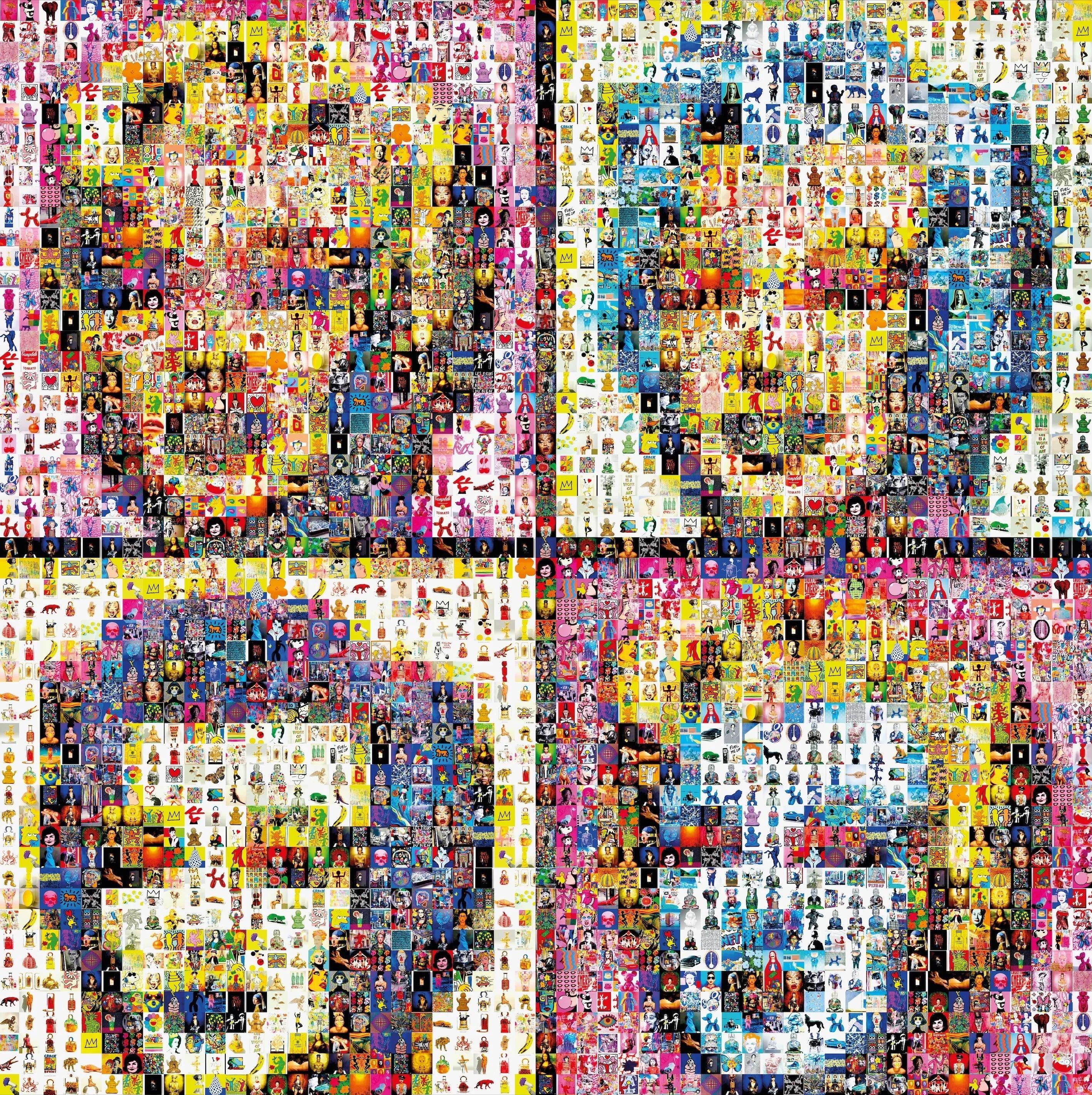 Tableau plexiglass art contemporain Miquaseo, mosaique "4Monroe VS Art", decoration murale design, edition limitee signee et numerotee