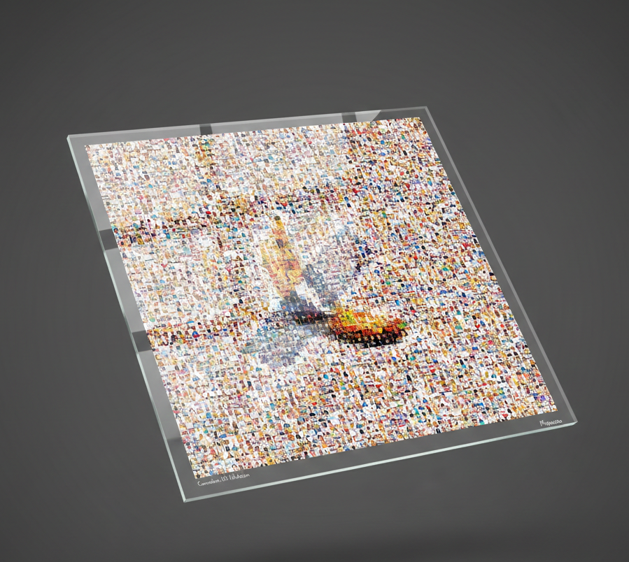 Tableau plexiglass art contemporain Miquaseo, mosaique "Comedian VS Wokeism", decoration murale design, edition limitee signee et numerotee