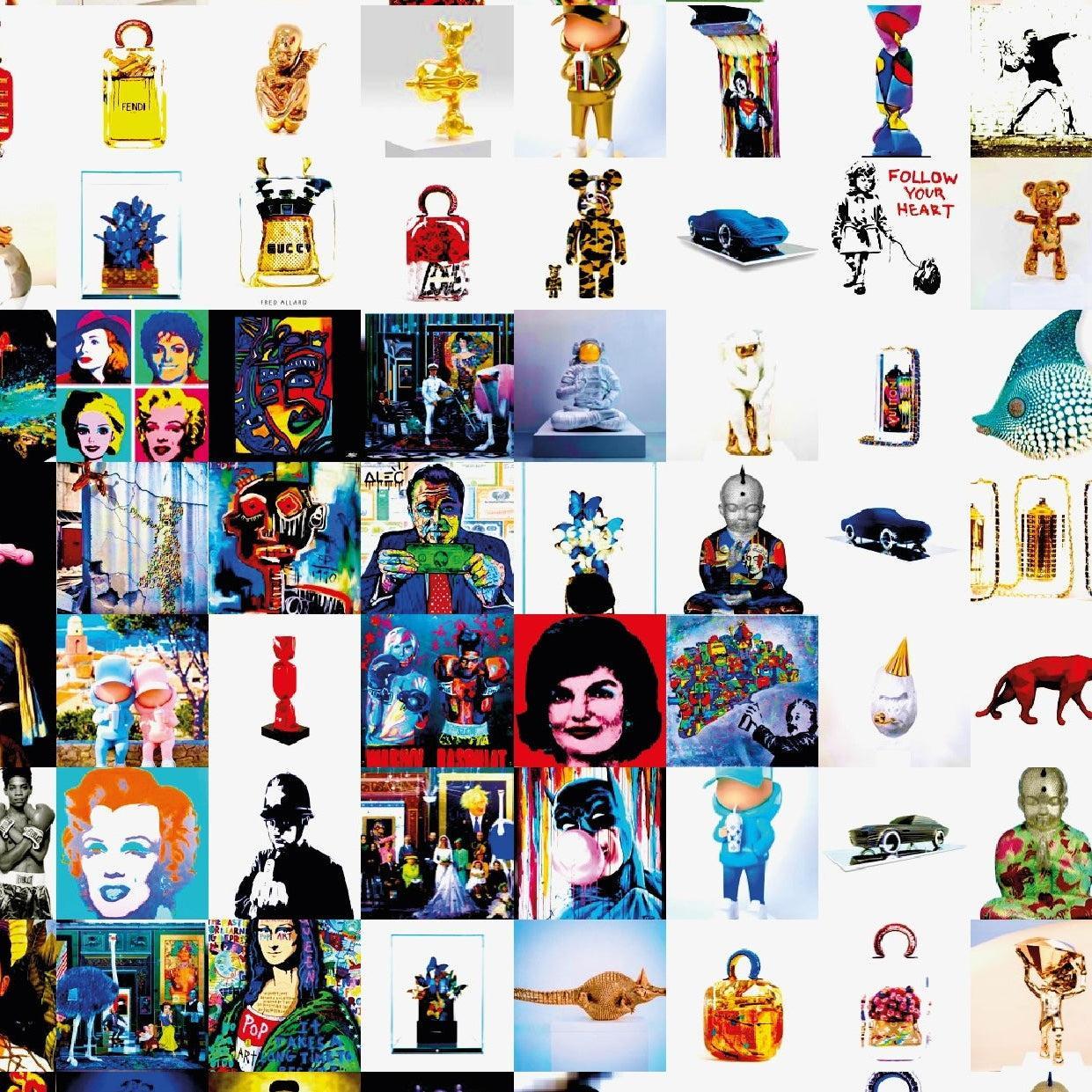 Tableau plexiglass art contemporain Miquaseo, mosaique "Girl with Balloon VS Art", decoration murale design, edition limitee signee et numerotee