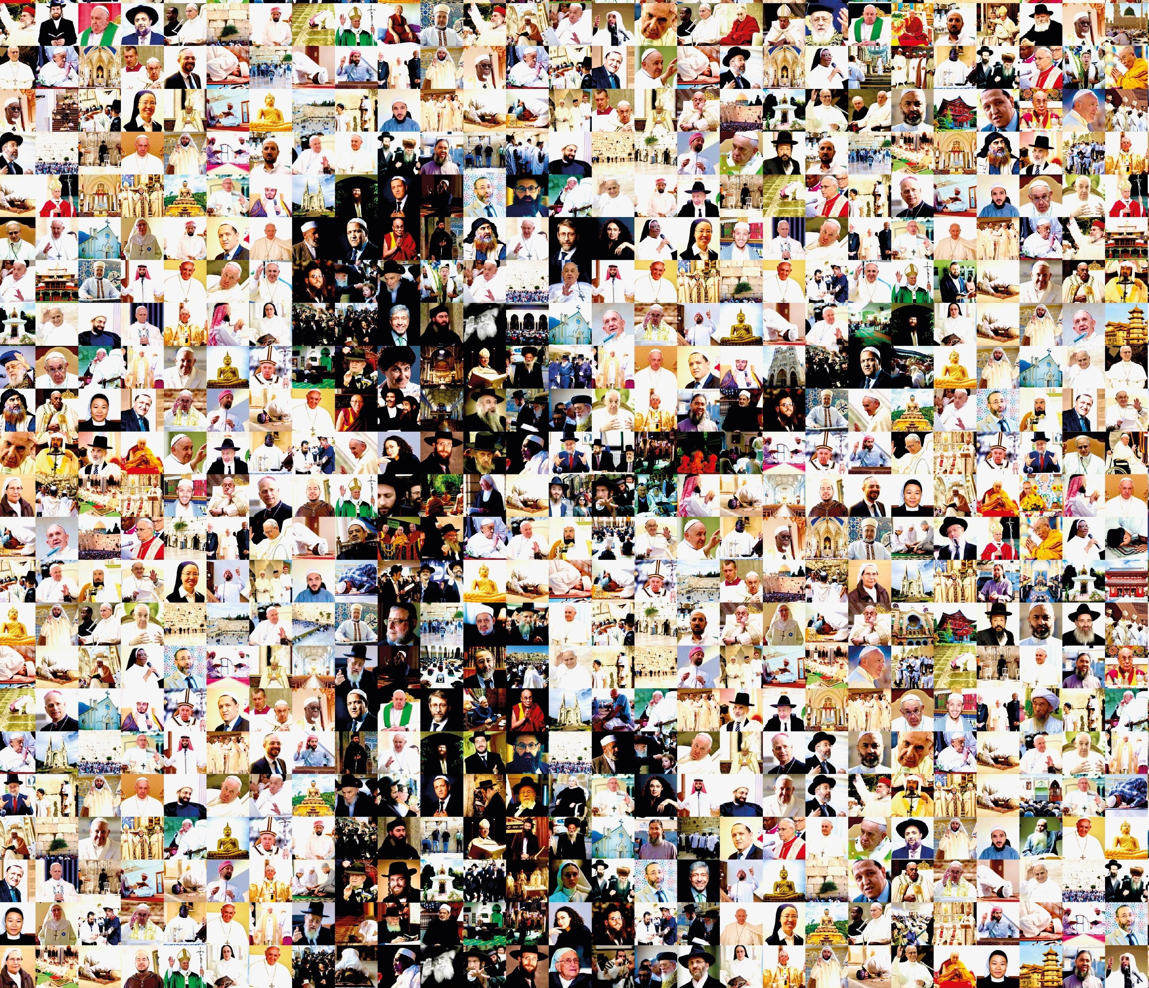 Tableau plexiglass art contemporain Miquaseo, mosaique "Girl with balloon vs Religions", decoration murale design, edition limitee signee et numerotee