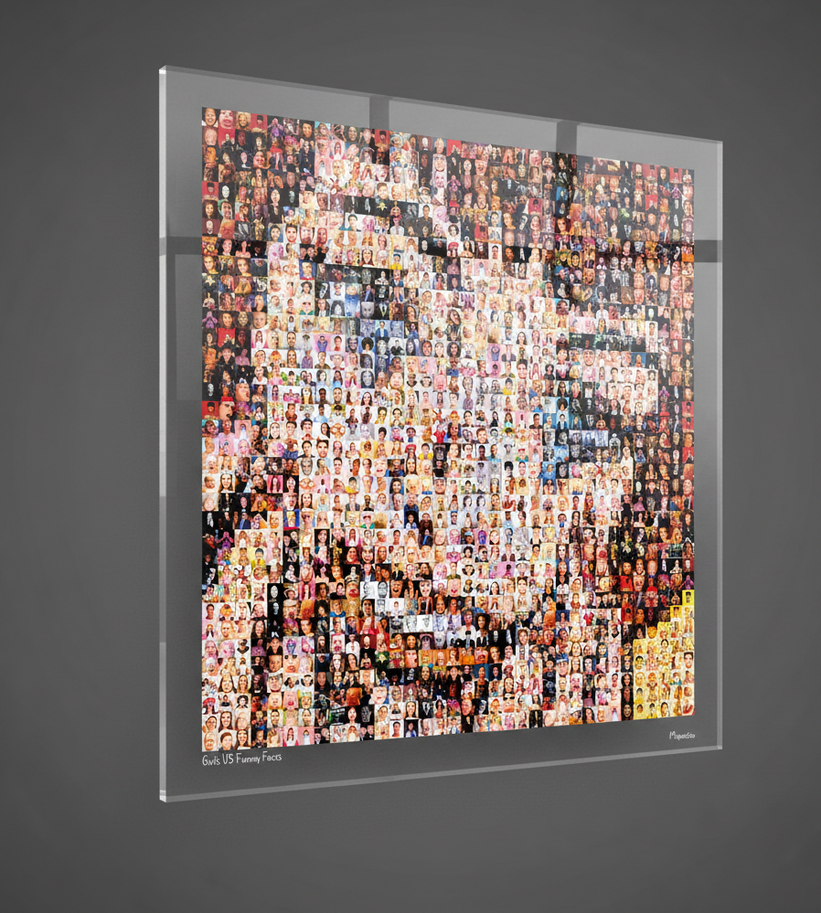 Tableau plexiglass art contemporain Miquaseo, mosaique "Girls vs Funny Faces", decoration murale design, edition limitee signee et numerotee