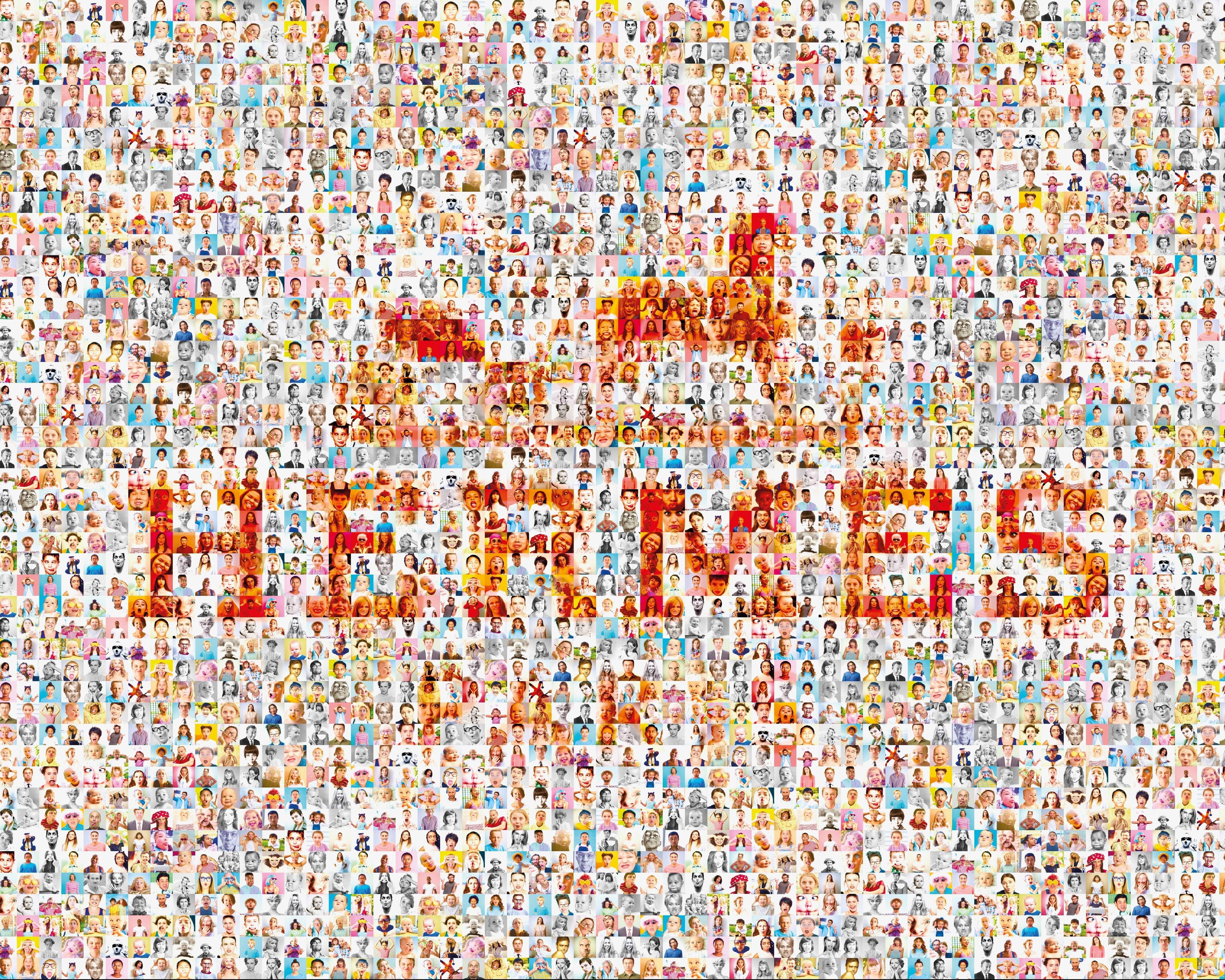 Tableau plexiglass art contemporain Miquaseo, mosaique "Hermes VS Funny Faces", decoration murale design, edition limitee signee et numerotee
