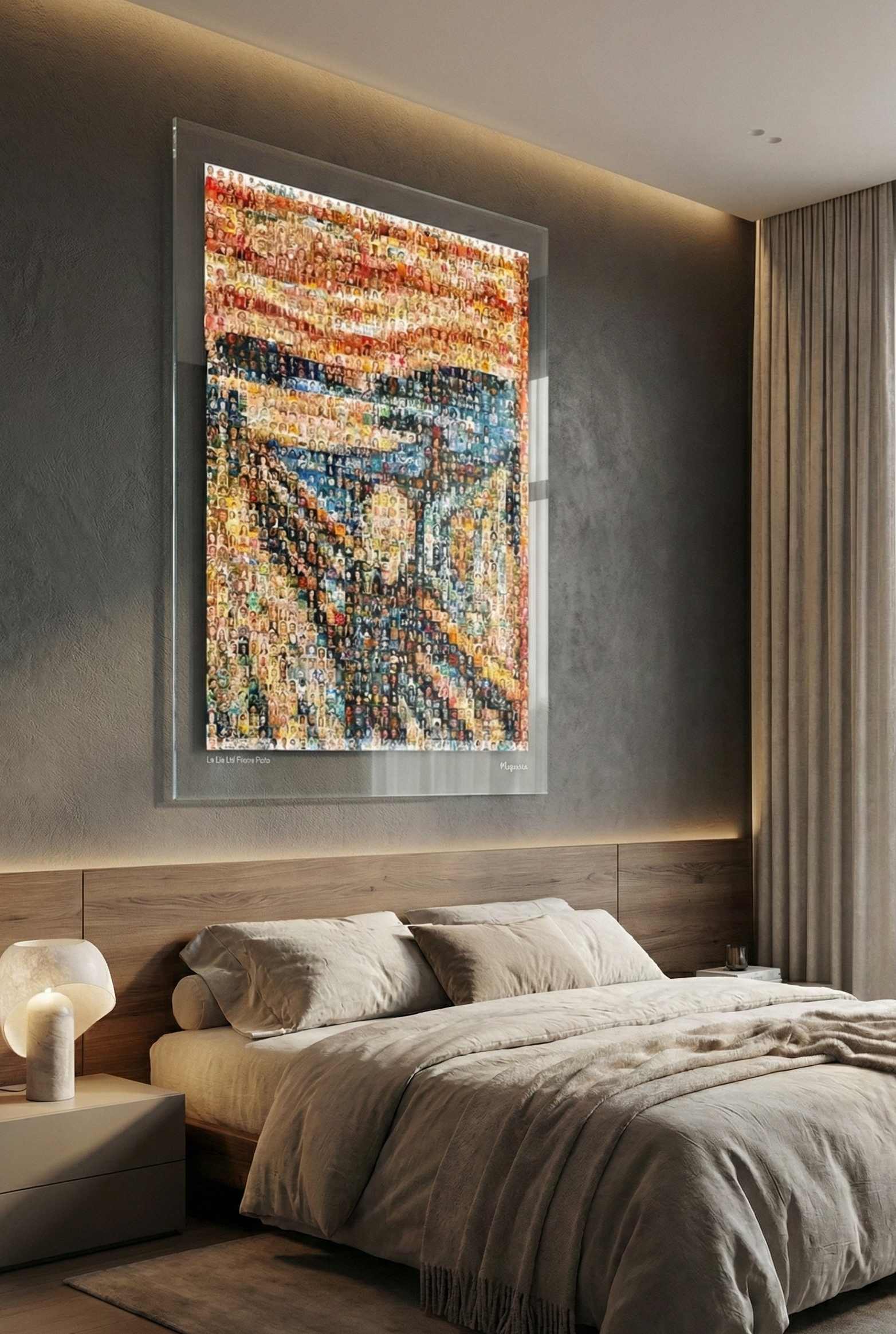 Tableau plexiglass art contemporain Miquaseo, mosaique "Le Cri VS Funny Faces", decoration murale design, edition limitee signee et numerotee