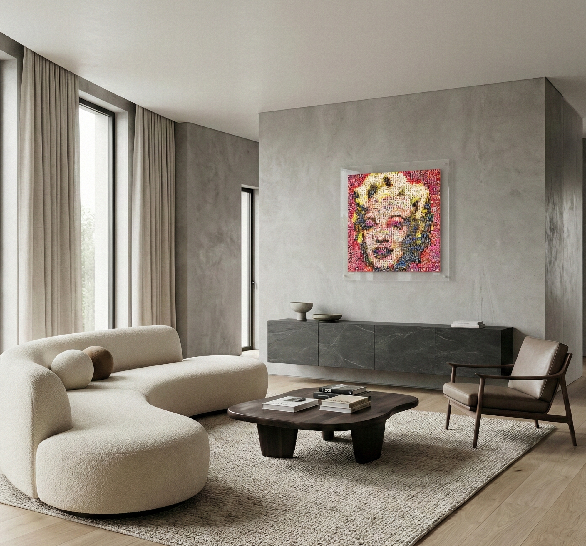 Tableau plexiglass art contemporain Miquaseo, mosaique "Monroe vs Contemporary Art", decoration murale design, edition limitee signee et numerotee