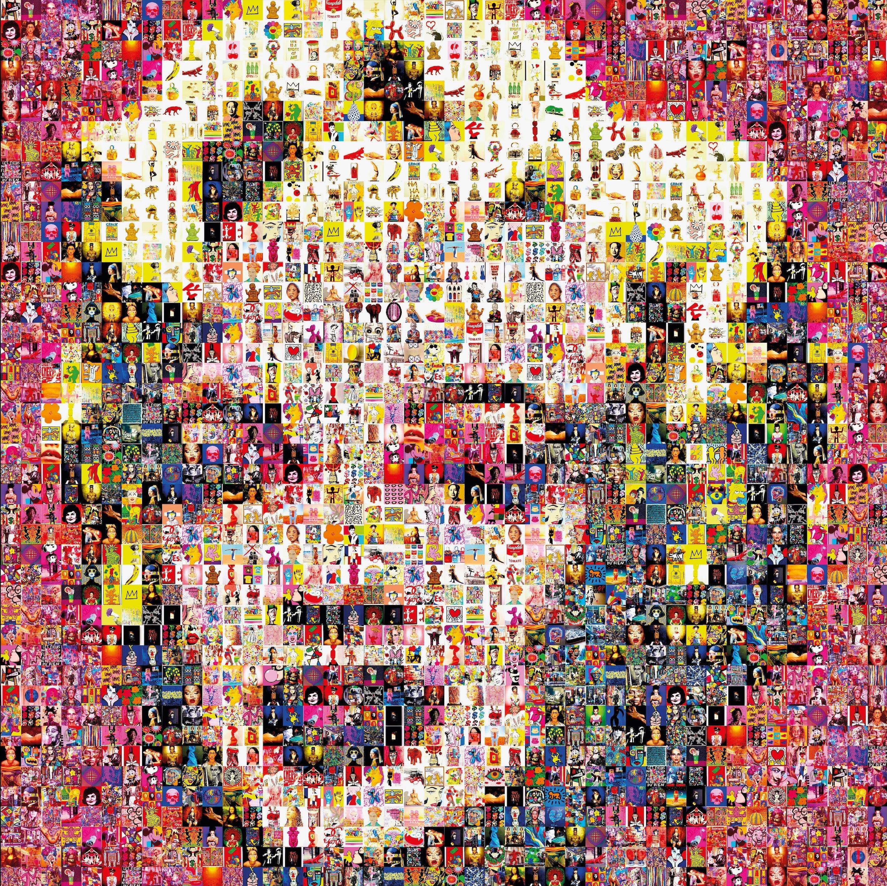 Tableau plexiglass art contemporain Miquaseo, mosaique "Monroe vs Contemporary Art", decoration murale design, edition limitee signee et numerotee