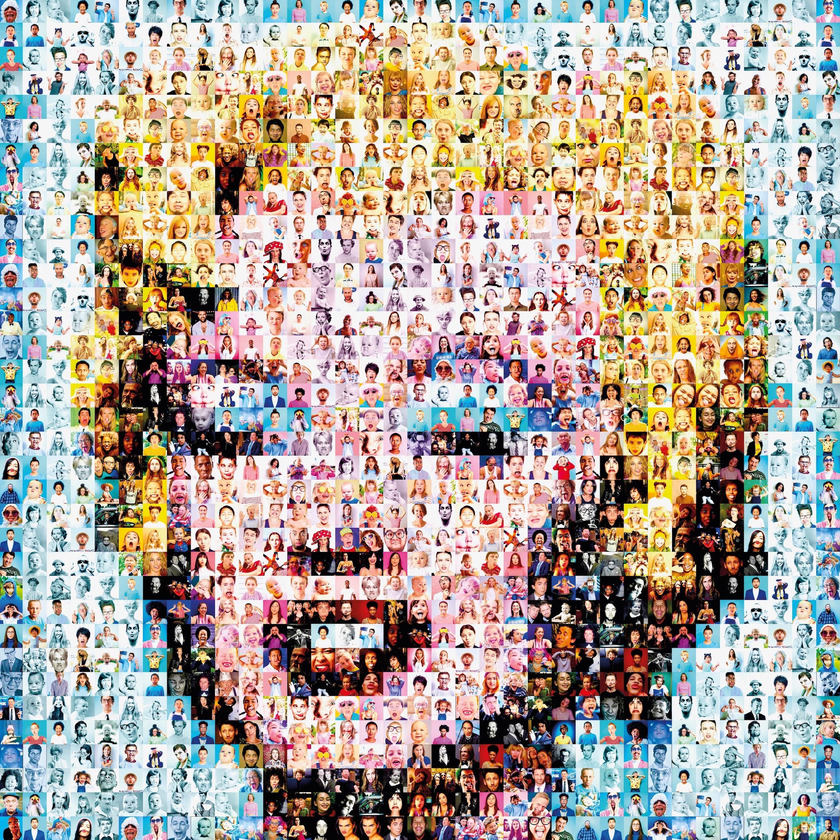 Tableau plexiglass art contemporain Miquaseo, mosaique "Monroe vs Funny Faces", decoration murale design, edition limitee signee et numerotee