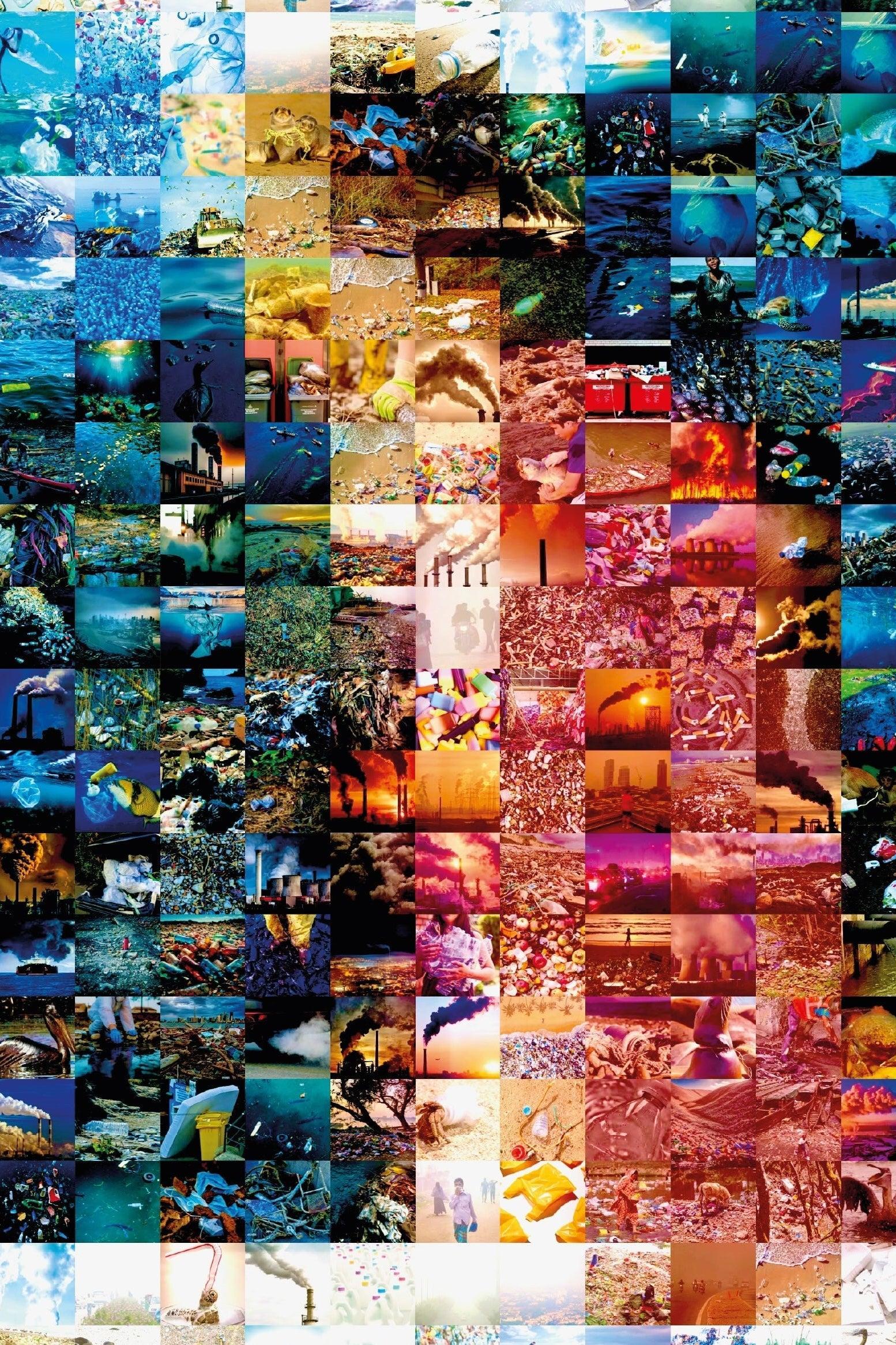 Tableau plexiglass art contemporain Miquaseo, mosaique "Portrait of an Artist vs Pollution", decoration murale design, edition limitee signee et numerotee