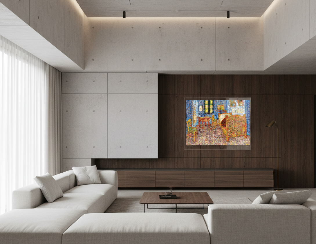 Tableau plexiglass art contemporain Miquaseo, mosaique "The Bedroom VS Pop Culture", decoration murale design, edition limitee signee et numerotee