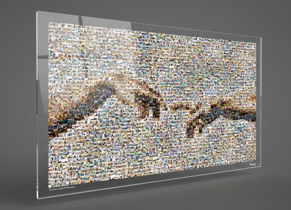 Tableau plexiglass art contemporain Miquaseo, mosaique "The Divine Touch VS Homeless", decoration murale design, edition limitee signee et numerotee