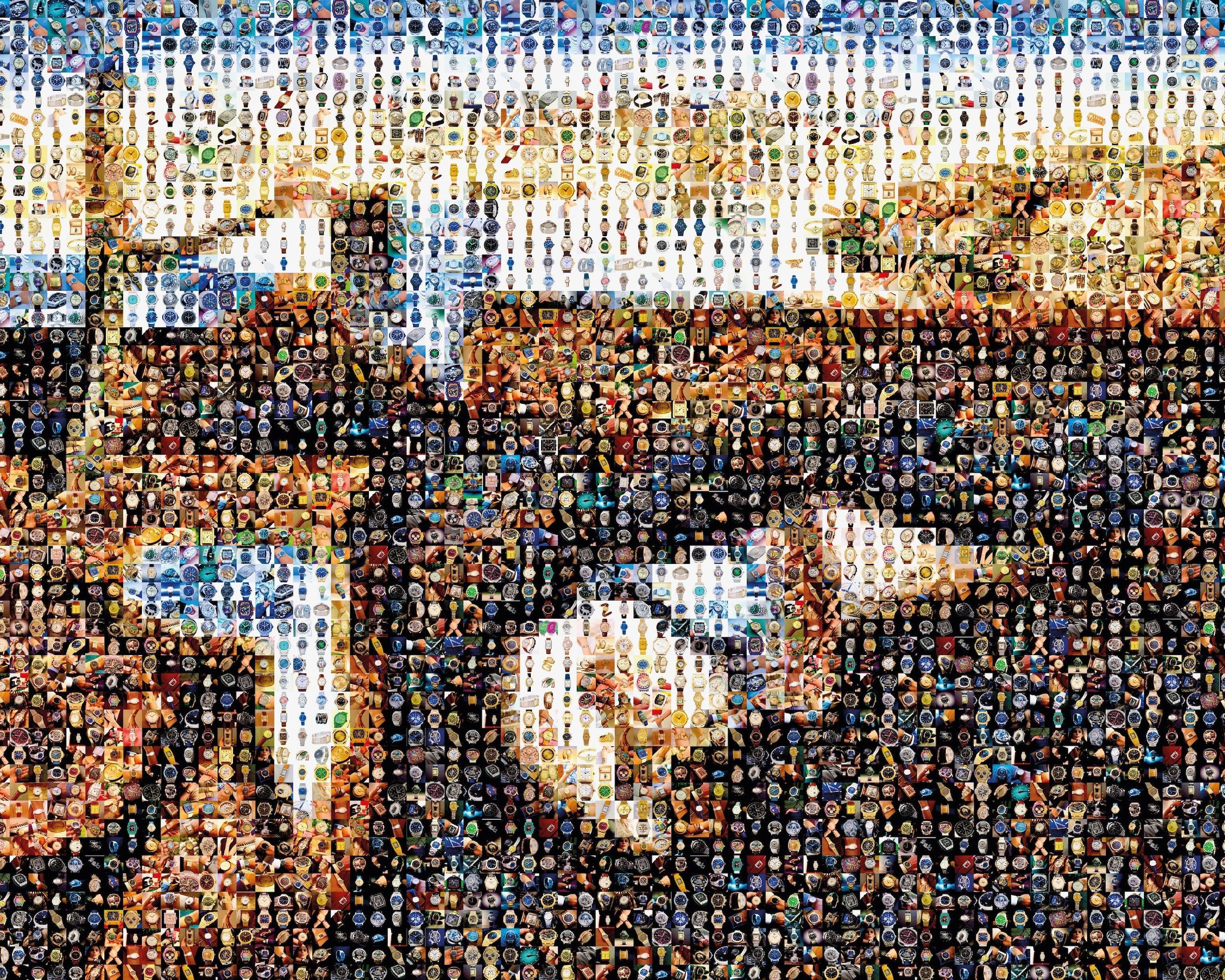 Tableau plexiglass art contemporain Miquaseo, mosaique "The Persistence of Memory VS Luxury watches", decoration murale design, edition limitee signee et numerotee