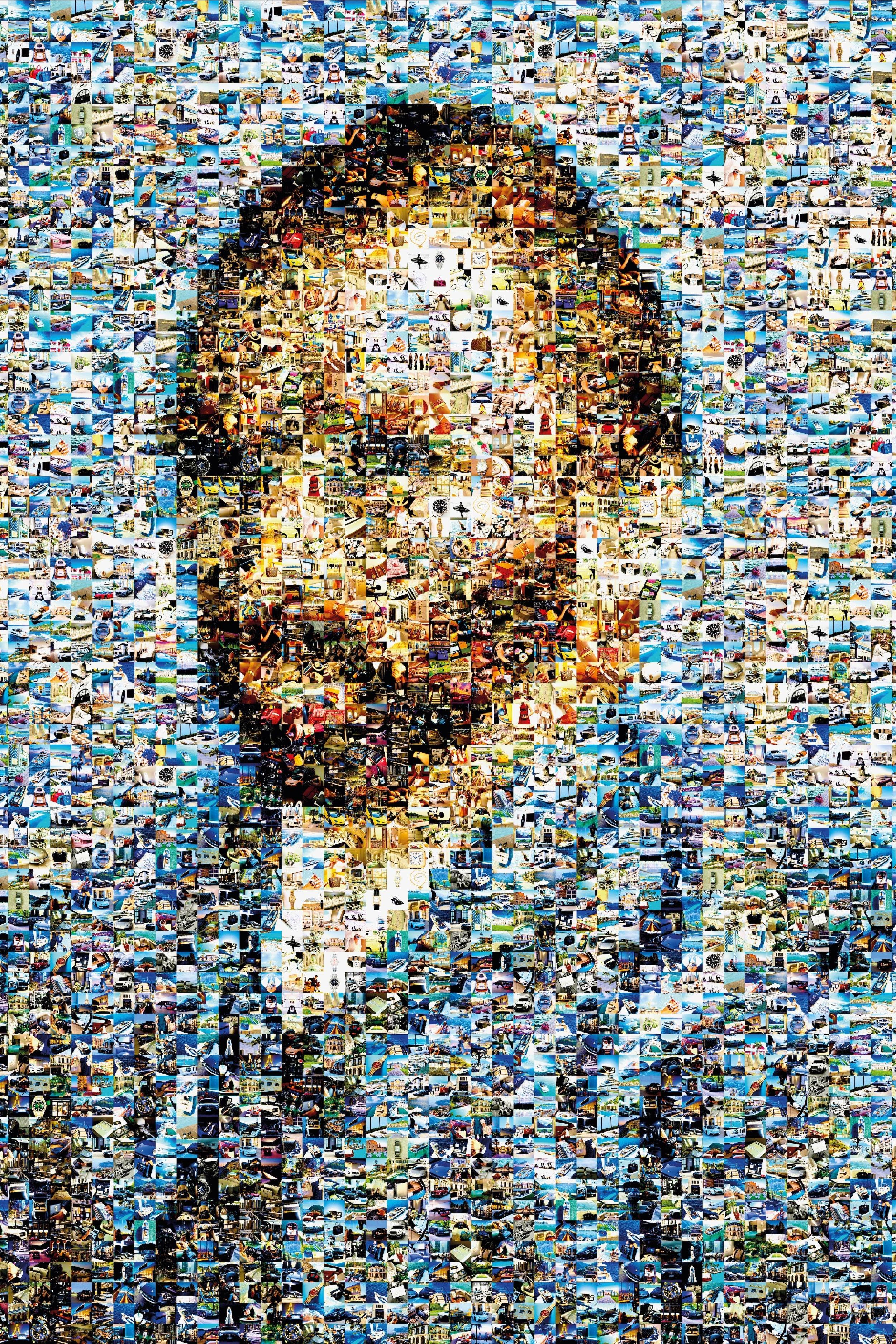 Tableau plexiglass art contemporain Miquaseo, mosaique "Van Gogh vs Luxury", decoration murale design, edition limitee signee et numerotee