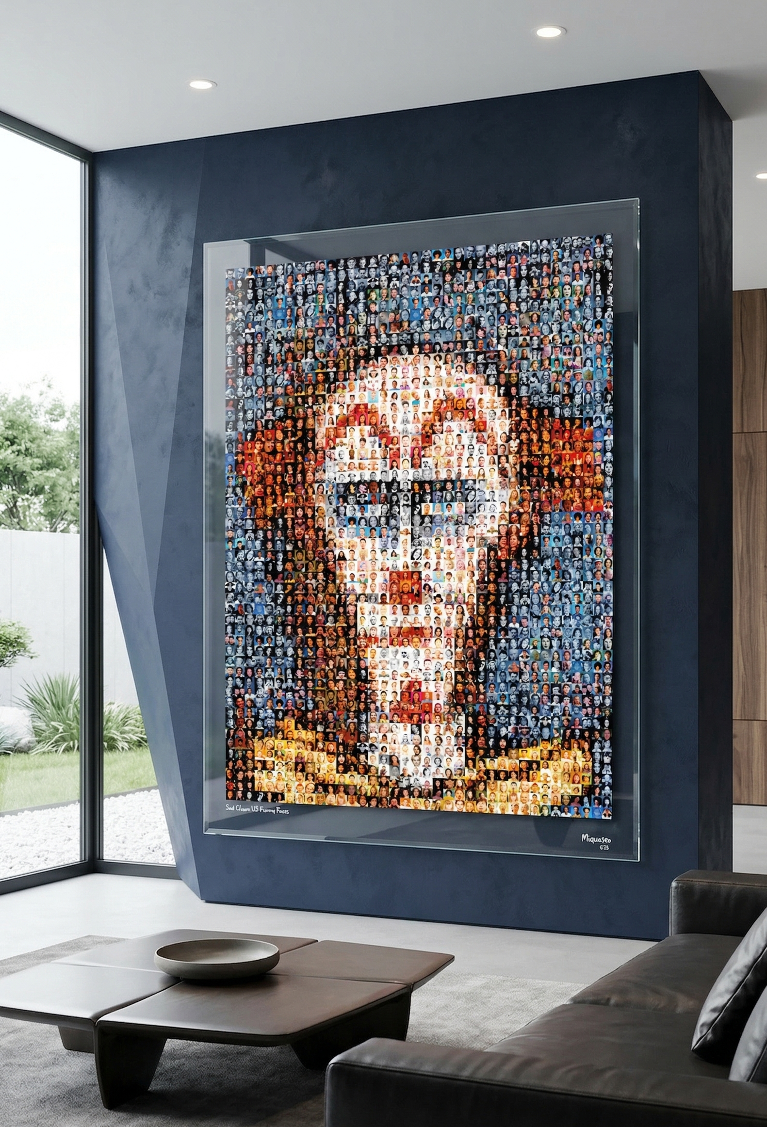 Visage de clown triste et facettes amusantes, illustration artistique par miquaseo, style coloré et expressif, image numérique.