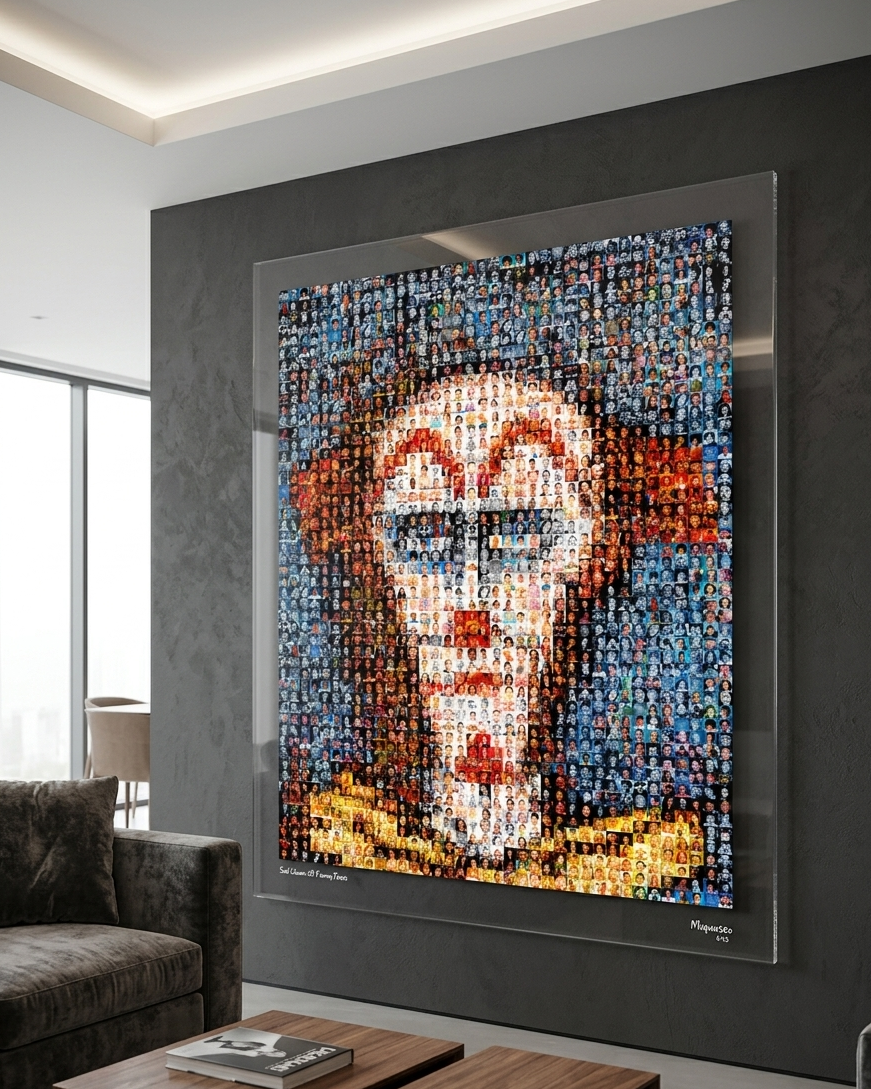 Visage de clown triste et visage amusant, illustration artistique de Miquaseo avec des expressions faciales contrastées.