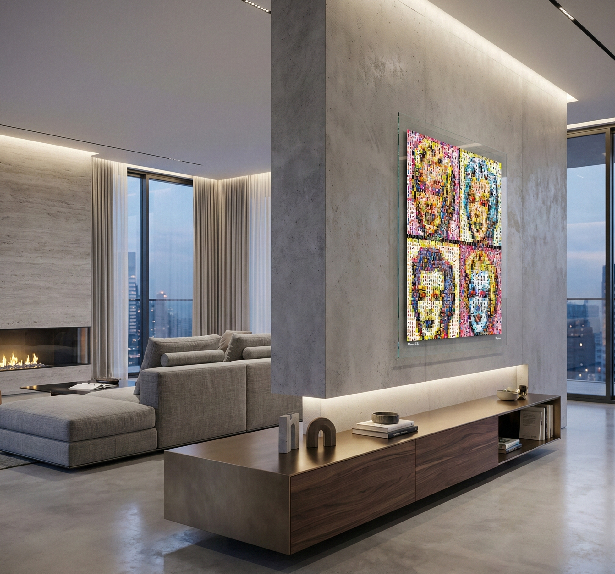 Tableau plexiglass art contemporain Miquaseo, mosaique "4Monroe VS Art", decoration murale design, edition limitee signee et numerotee
