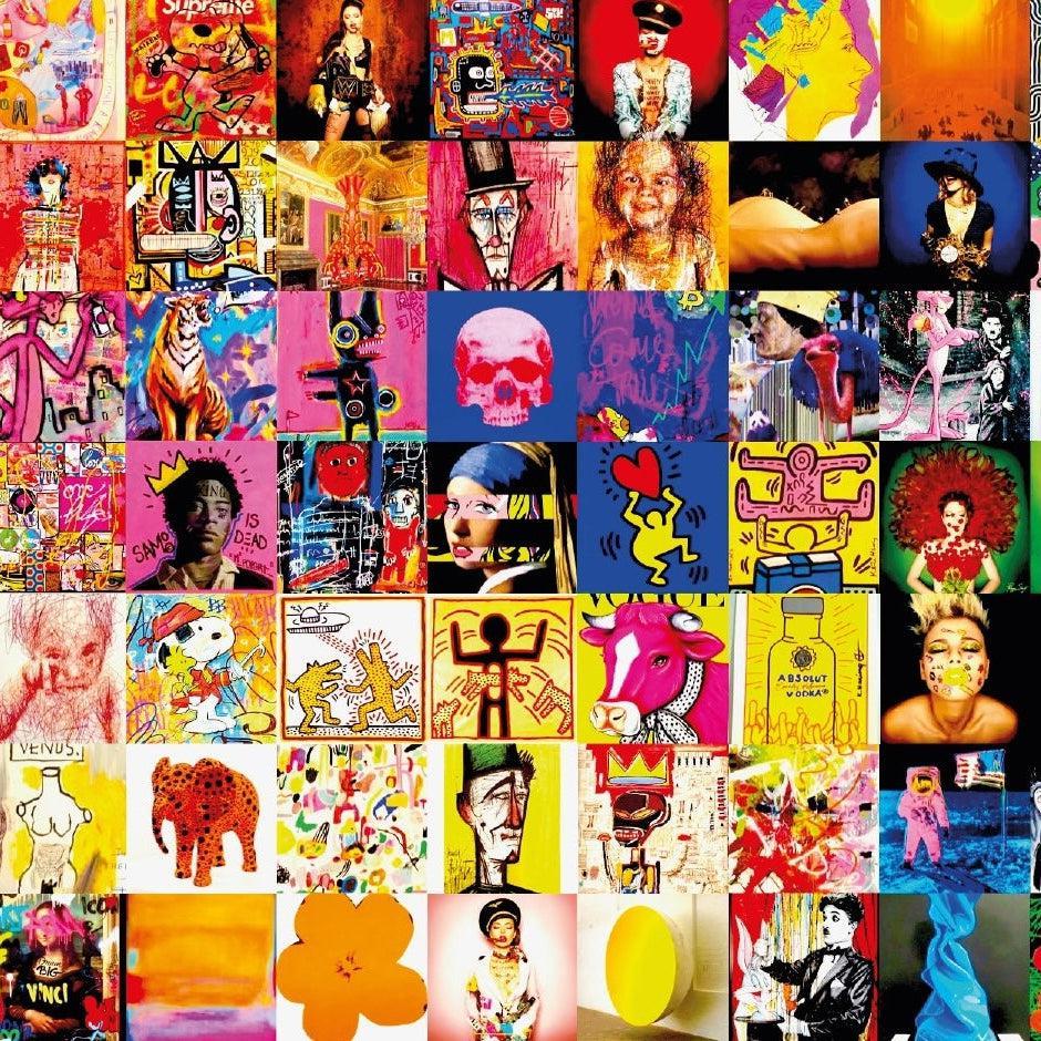 Tableau plexiglass art contemporain Miquaseo, mosaique "4Monroe VS Art", decoration murale design, edition limitee signee et numerotee