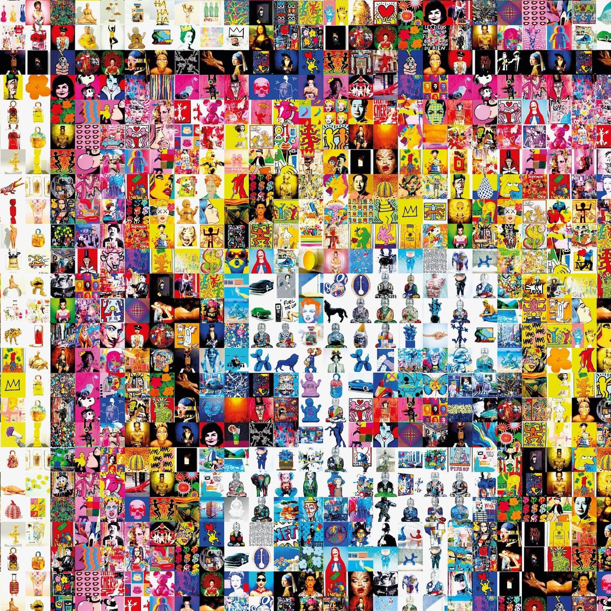 Tableau plexiglass art contemporain Miquaseo, mosaique "4Monroe VS Art", decoration murale design, edition limitee signee et numerotee