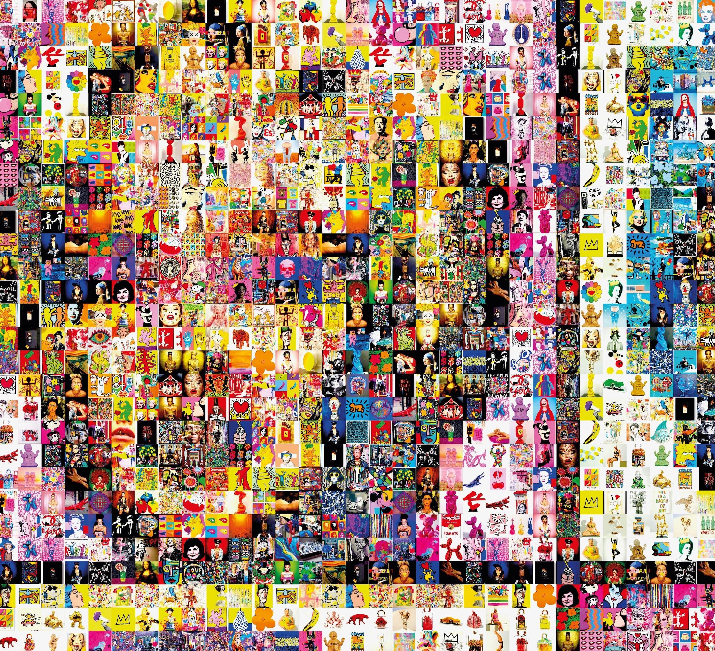 Tableau plexiglass art contemporain Miquaseo, mosaique "4Monroe VS Art", decoration murale design, edition limitee signee et numerotee