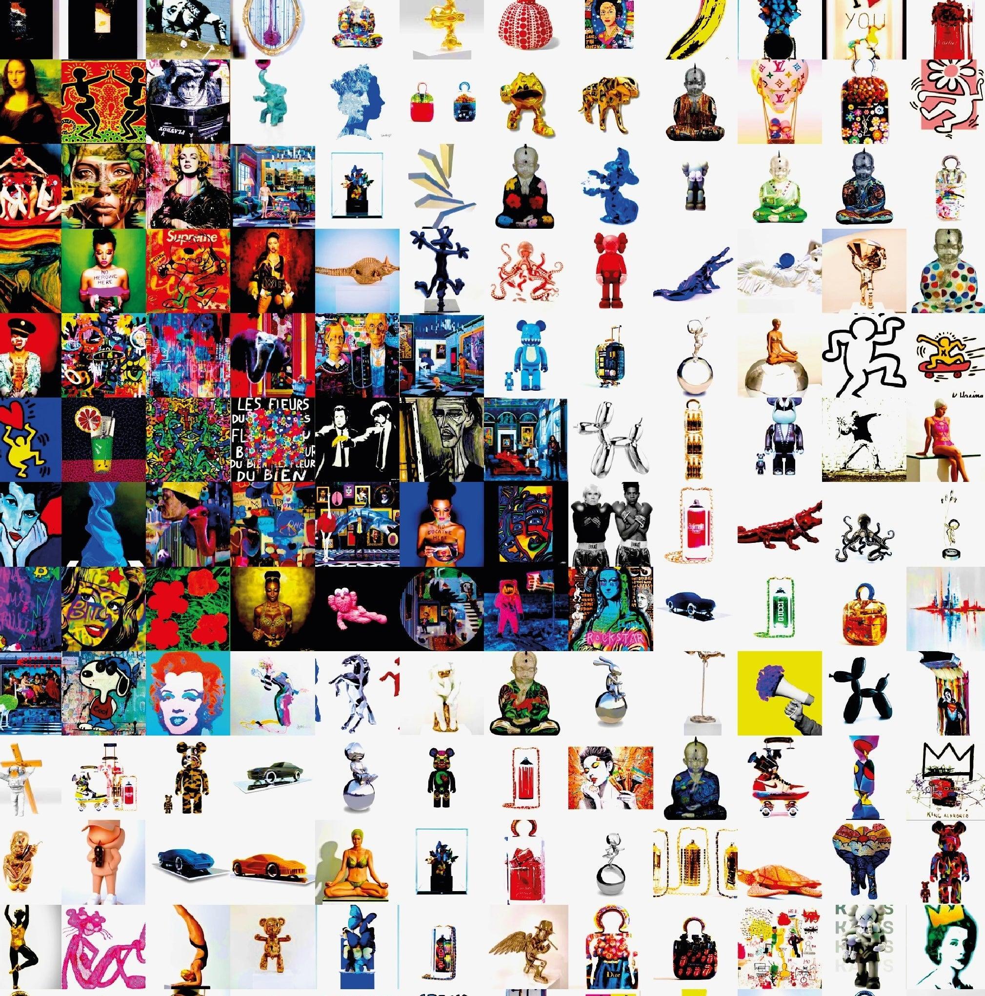 Tableau plexiglass art contemporain Miquaseo, mosaique "Girl with Balloon VS Art", decoration murale design, edition limitee signee et numerotee