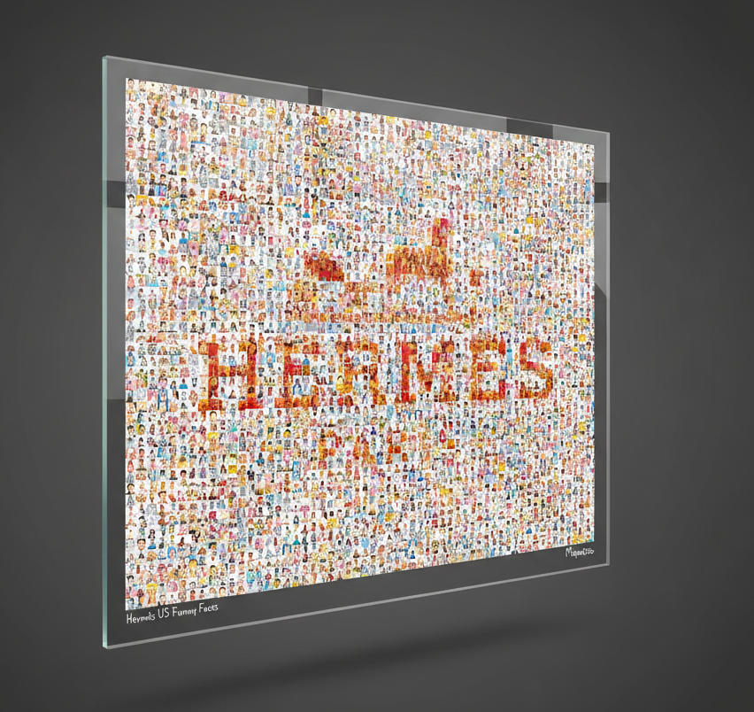 Tableau plexiglass art contemporain Miquaseo, mosaique "Hermes VS Funny Faces", decoration murale design, edition limitee signee et numerotee