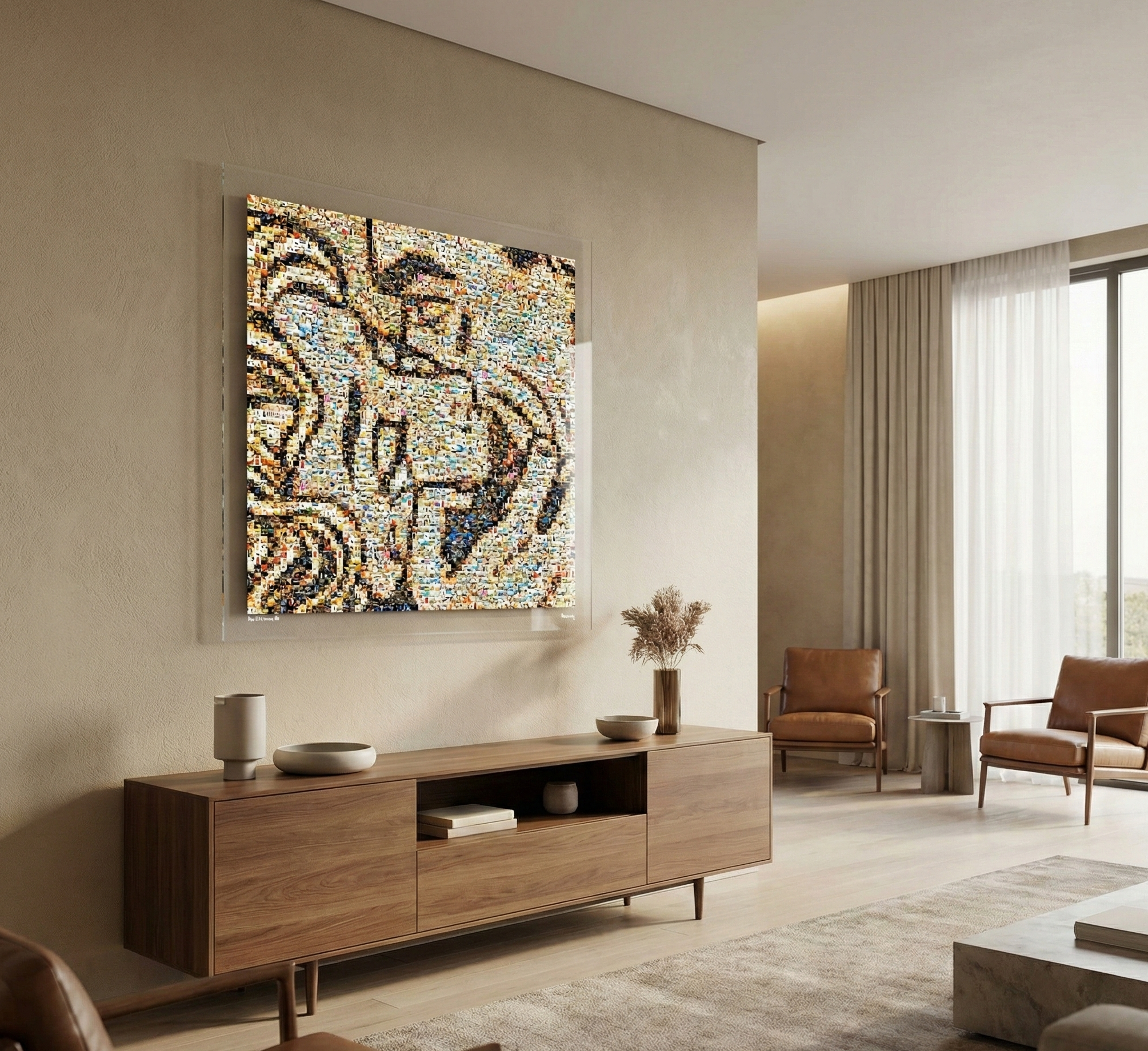 Tableau plexiglass art contemporain Miquaseo, mosaique "Kiss vs Luxury Life", decoration murale design, edition limitee signee et numerotee