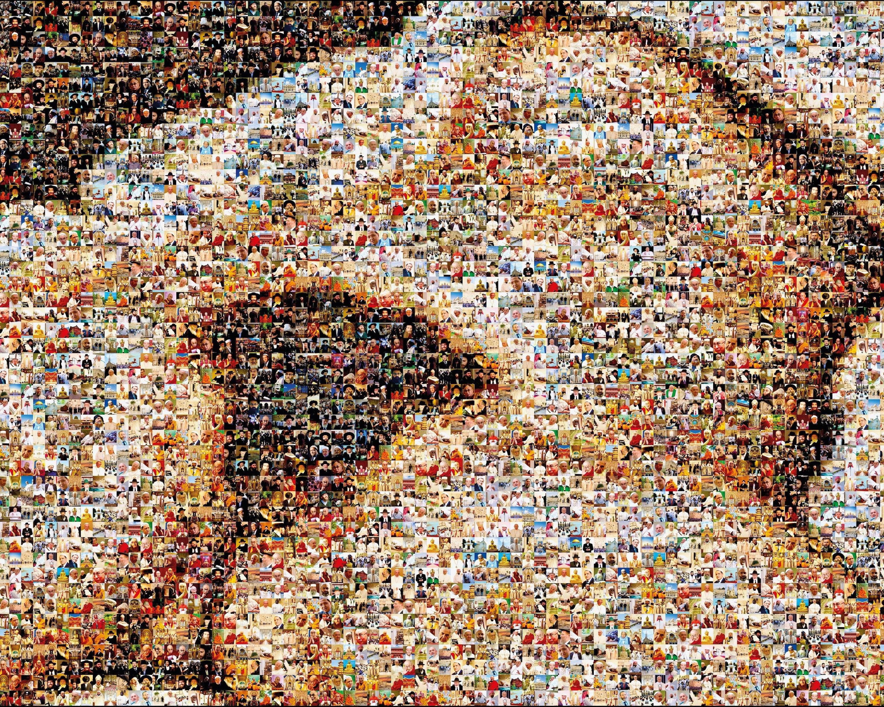Tableau plexiglass art contemporain Miquaseo, mosaique "L'Origine du monde VS Religions", decoration murale design, edition limitee signee et numerotee