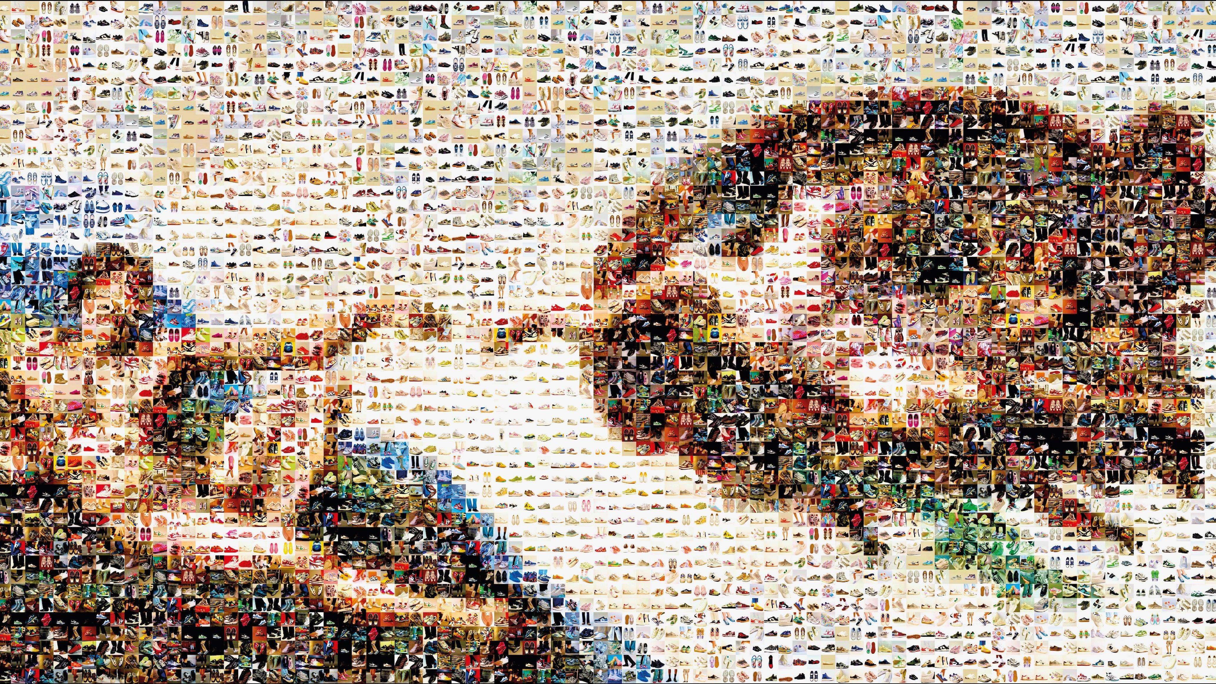 Tableau plexiglass art contemporain Miquaseo, mosaique "La Création d'Adam VS Sneakers", decoration murale design, edition limitee signee et numerotee