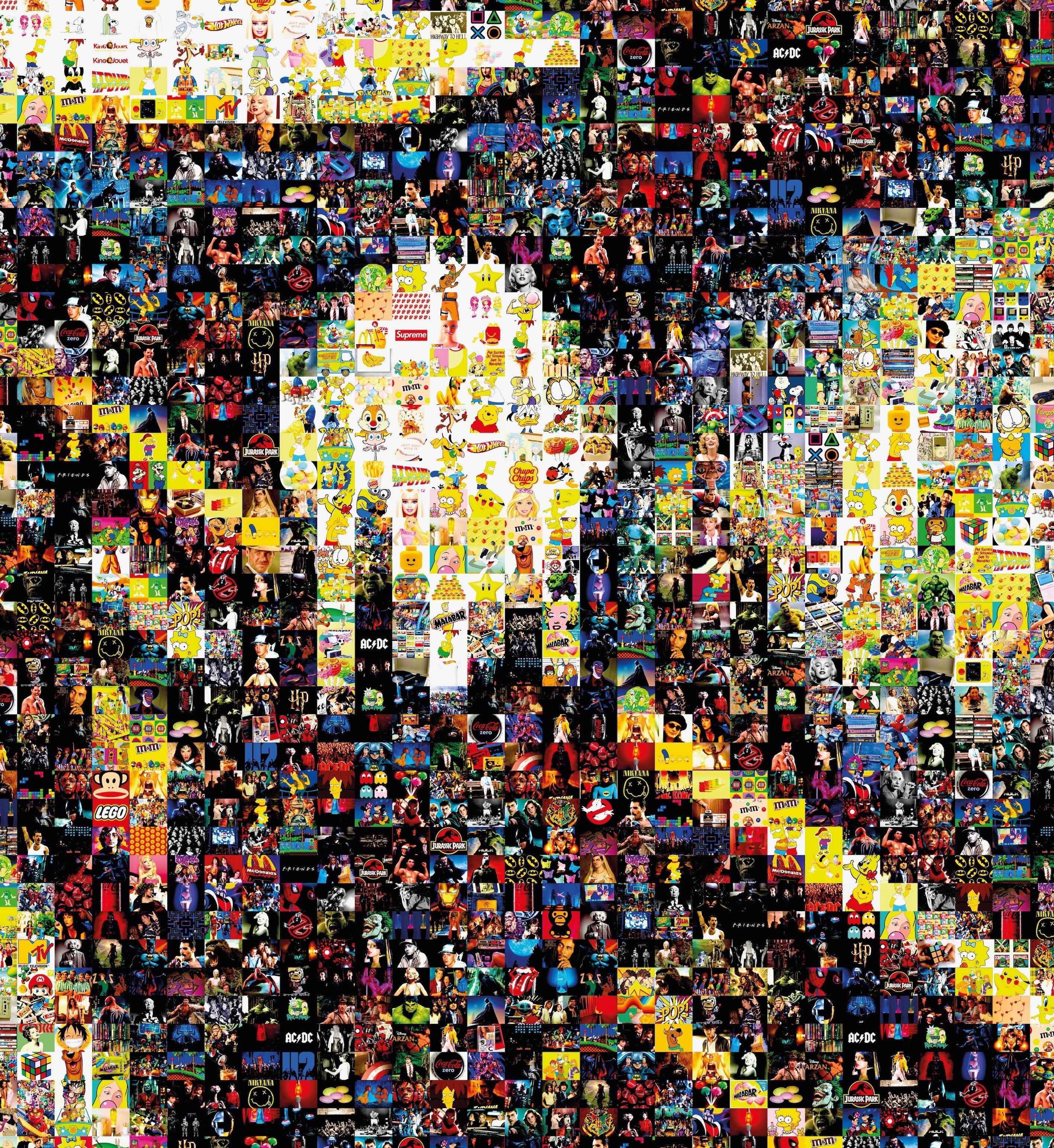 Tableau plexiglass art contemporain Miquaseo, mosaique "Le Cri vs Pop Culture", decoration murale design, edition limitee signee et numerotee