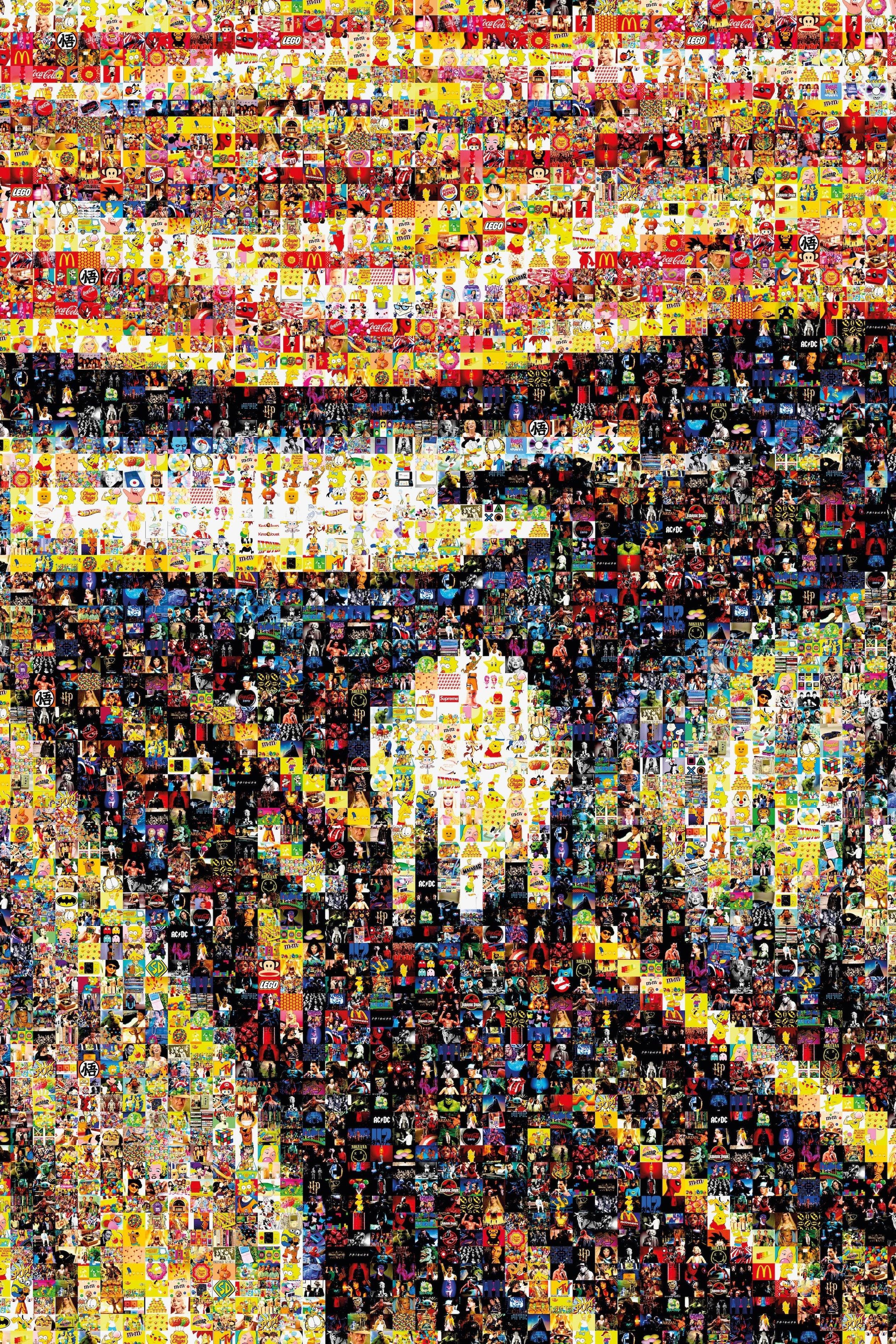 Tableau plexiglass art contemporain Miquaseo, mosaique "Le Cri vs Pop Culture", decoration murale design, edition limitee signee et numerotee