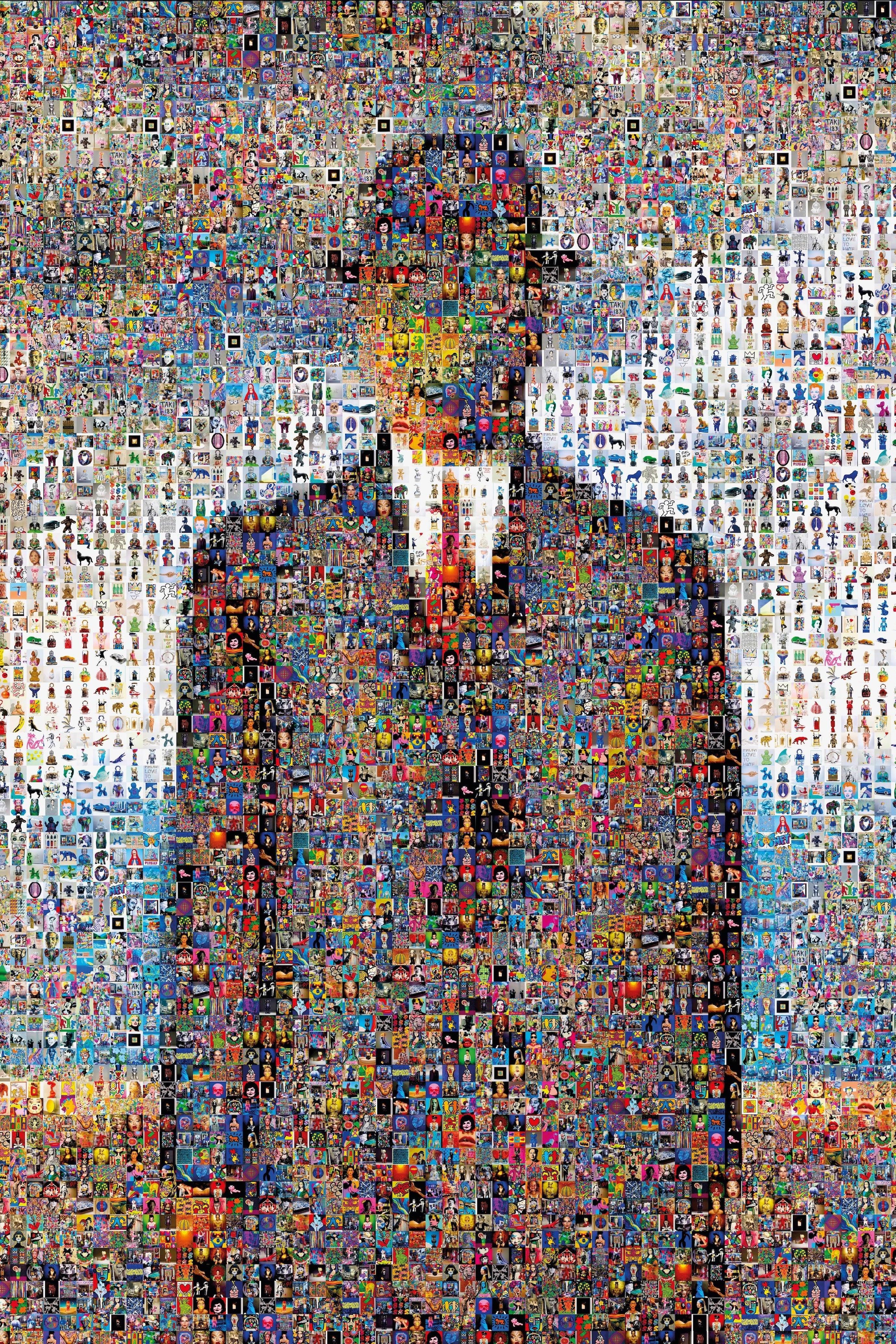 Tableau plexiglass art contemporain Miquaseo, mosaique "Le fils de l'homme vs Art", decoration murale design, edition limitee signee et numerotee