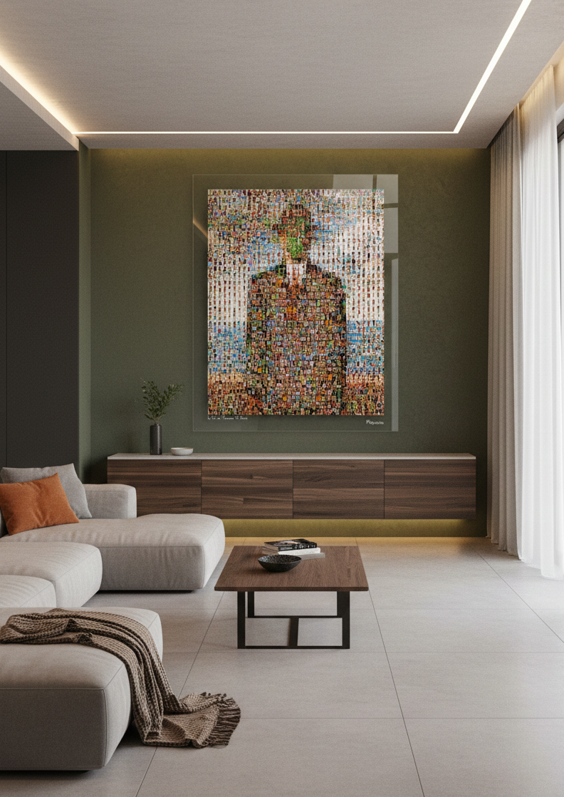 Tableau plexiglass art contemporain Miquaseo, mosaique "Le fils de l'homme vs Bikini", decoration murale design, edition limitee signee et numerotee