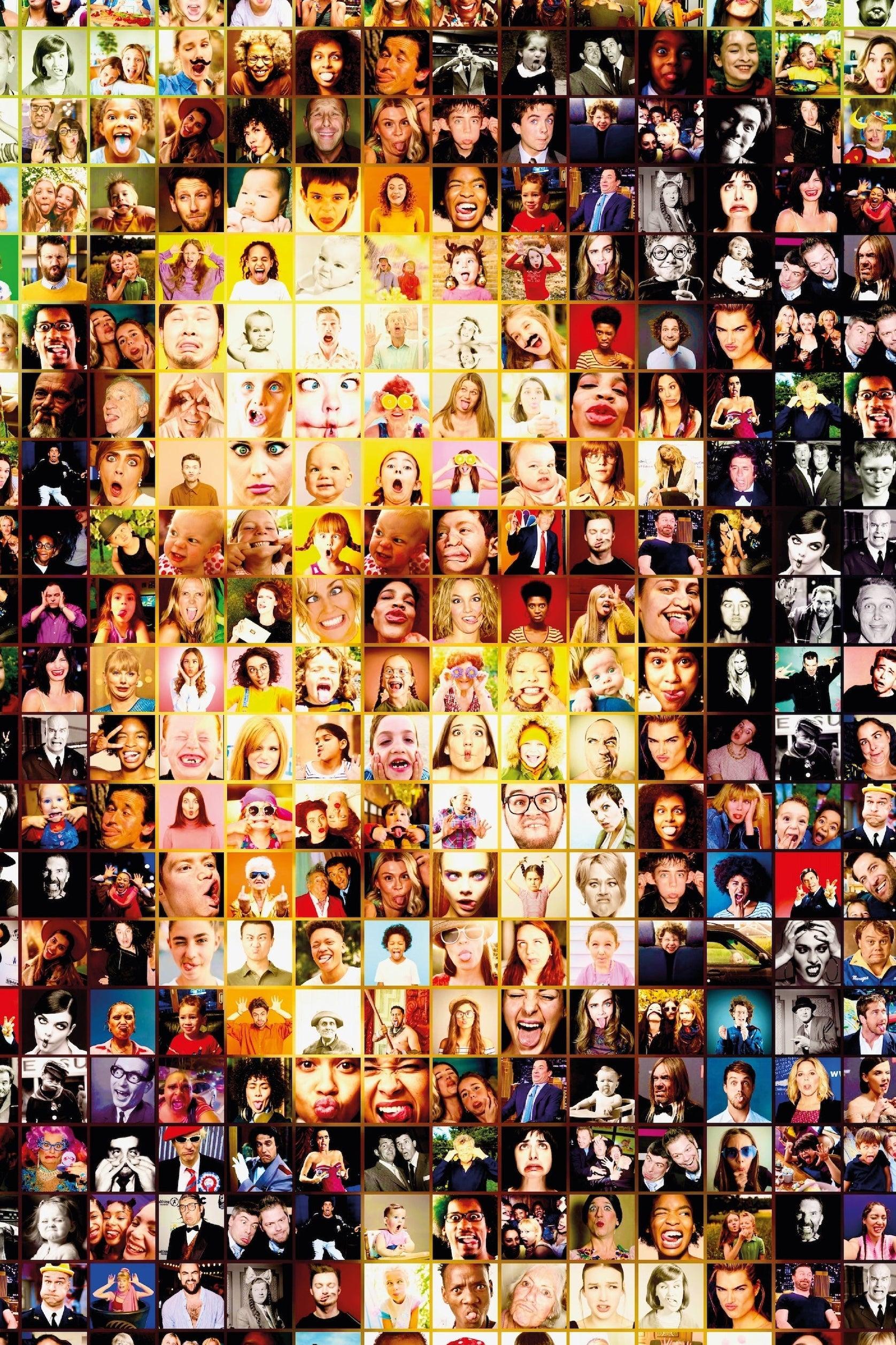 Tableau plexiglass art contemporain Miquaseo, mosaique "Mona Lisa vs Funny Faces", decoration murale design, edition limitee signee et numerotee