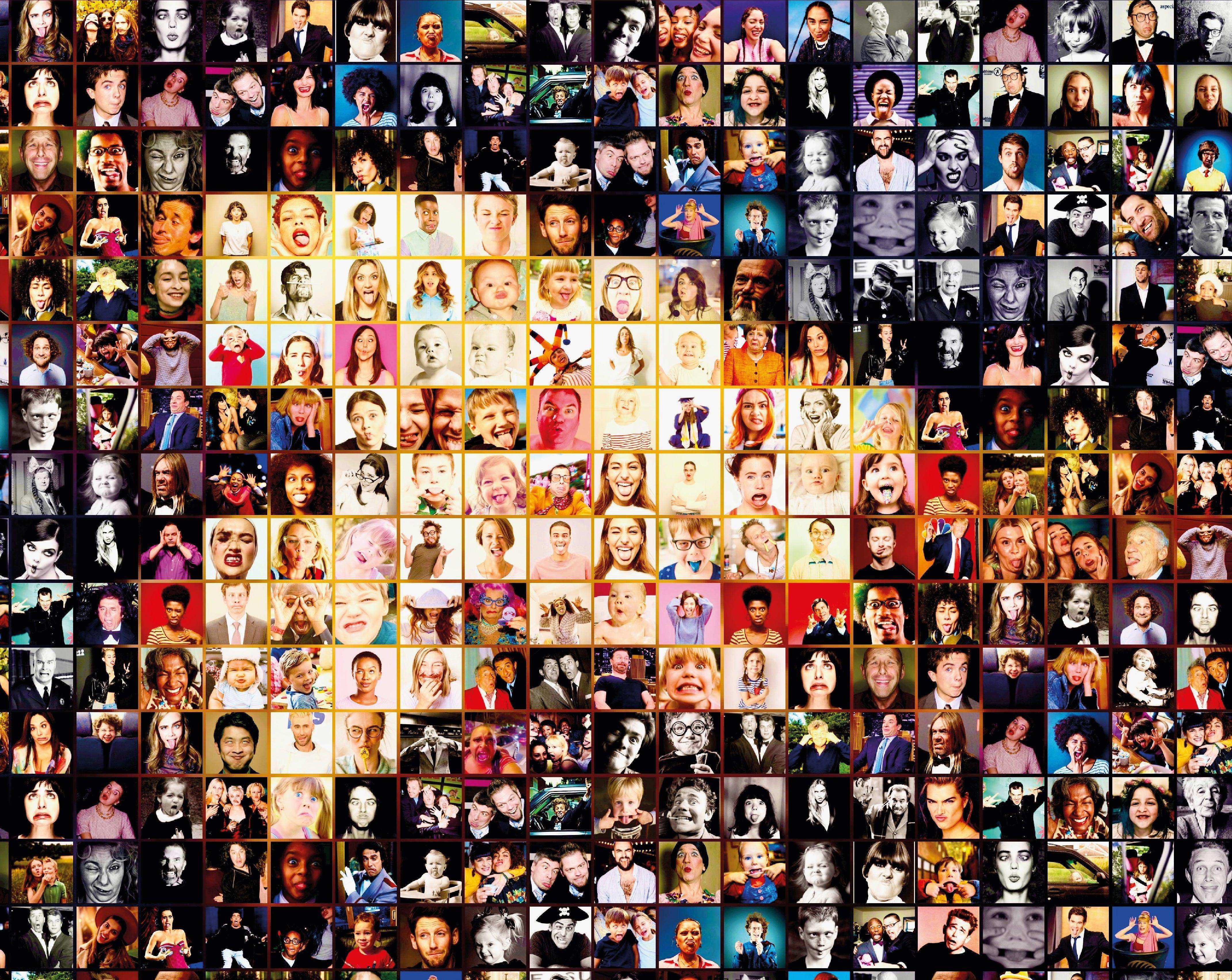 Tableau plexiglass art contemporain Miquaseo, mosaique "Mona Lisa vs Funny Faces", decoration murale design, edition limitee signee et numerotee