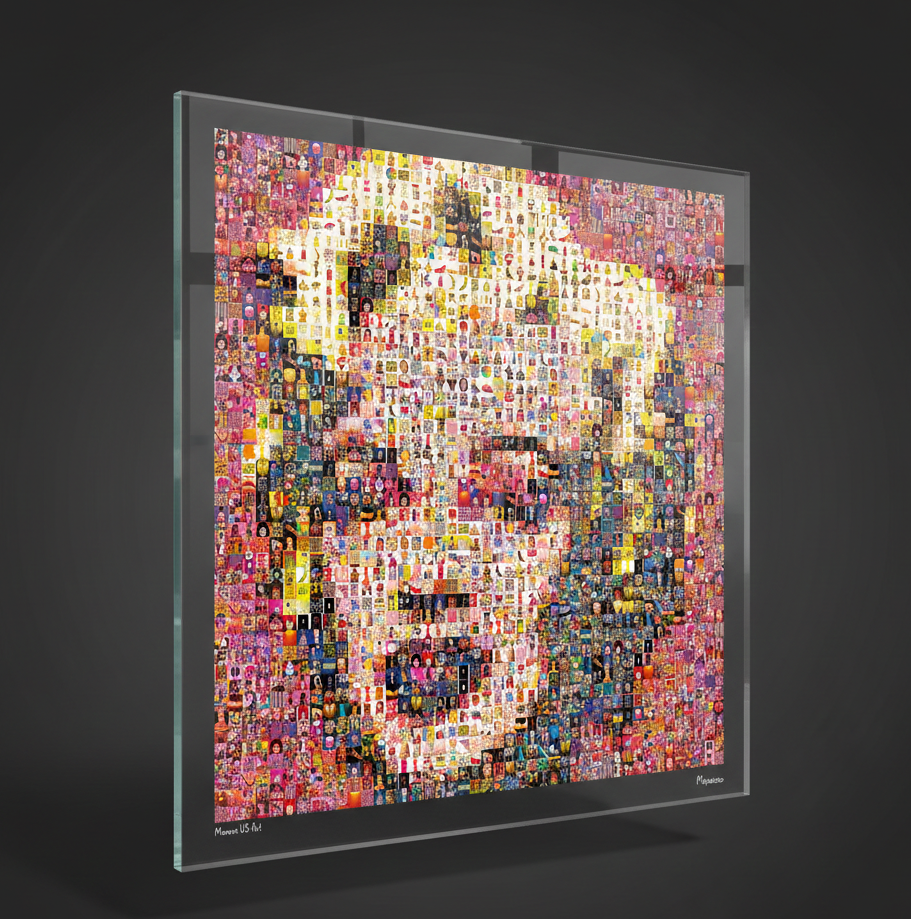 Tableau plexiglass art contemporain Miquaseo, mosaique "Monroe vs Contemporary Art", decoration murale design, edition limitee signee et numerotee