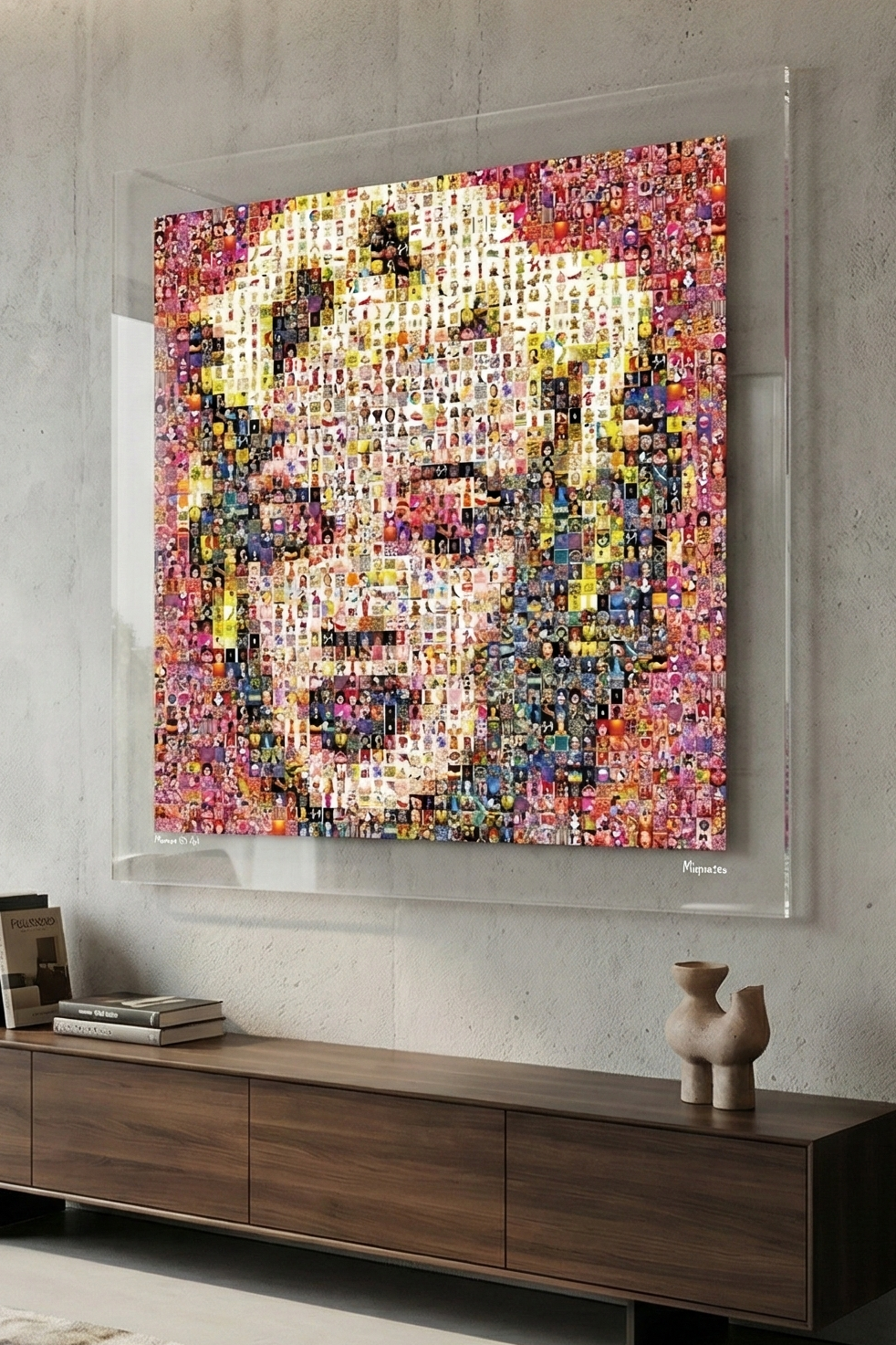 Tableau plexiglass art contemporain Miquaseo, mosaique "Monroe vs Contemporary Art", decoration murale design, edition limitee signee et numerotee