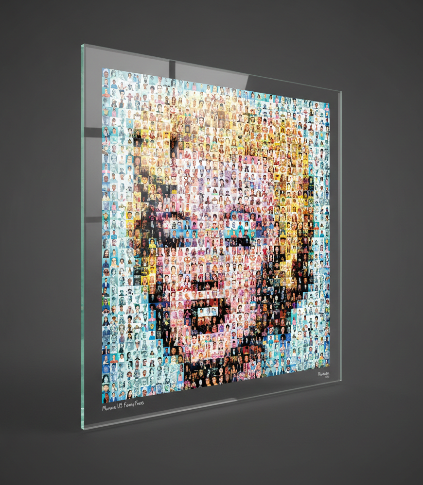 Tableau plexiglass art contemporain Miquaseo, mosaique "Monroe vs Funny Faces", decoration murale design, edition limitee signee et numerotee