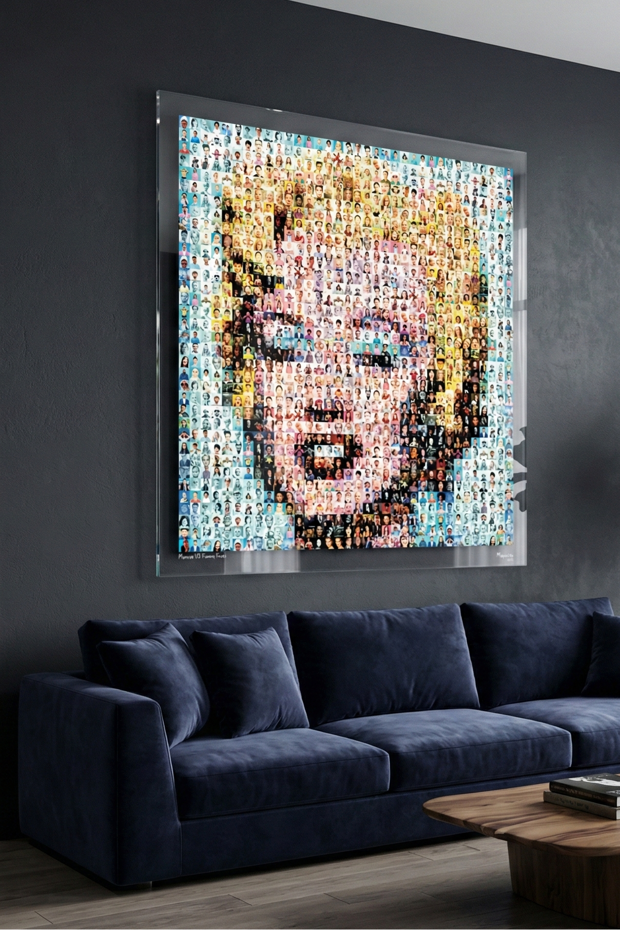 Tableau plexiglass art contemporain Miquaseo, mosaique "Monroe vs Funny Faces", decoration murale design, edition limitee signee et numerotee
