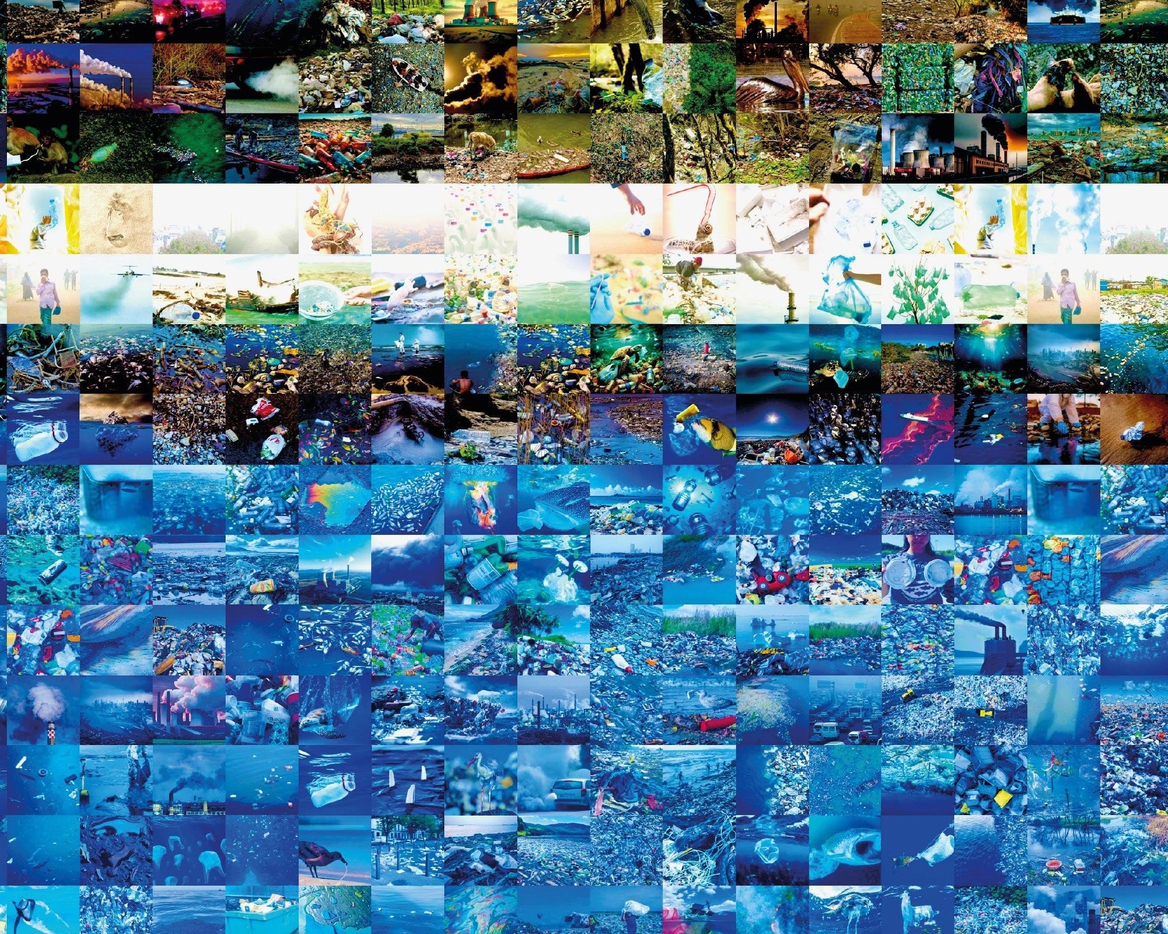 Tableau plexiglass art contemporain Miquaseo, mosaique "Portrait of an Artist vs Pollution", decoration murale design, edition limitee signee et numerotee