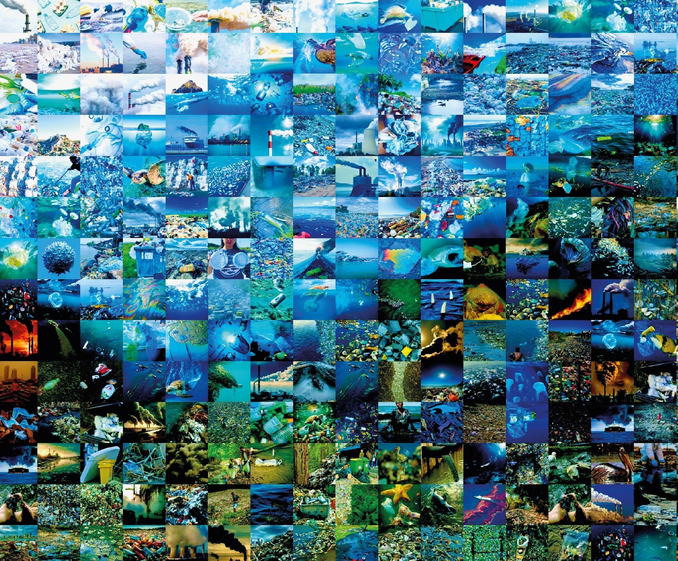 Tableau plexiglass art contemporain Miquaseo, mosaique "Portrait of an Artist vs Pollution", decoration murale design, edition limitee signee et numerotee