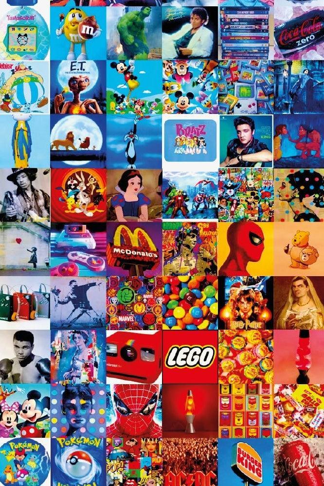Tableau plexiglass art contemporain Miquaseo, mosaique "The Bedroom VS Pop Culture", decoration murale design, edition limitee signee et numerotee