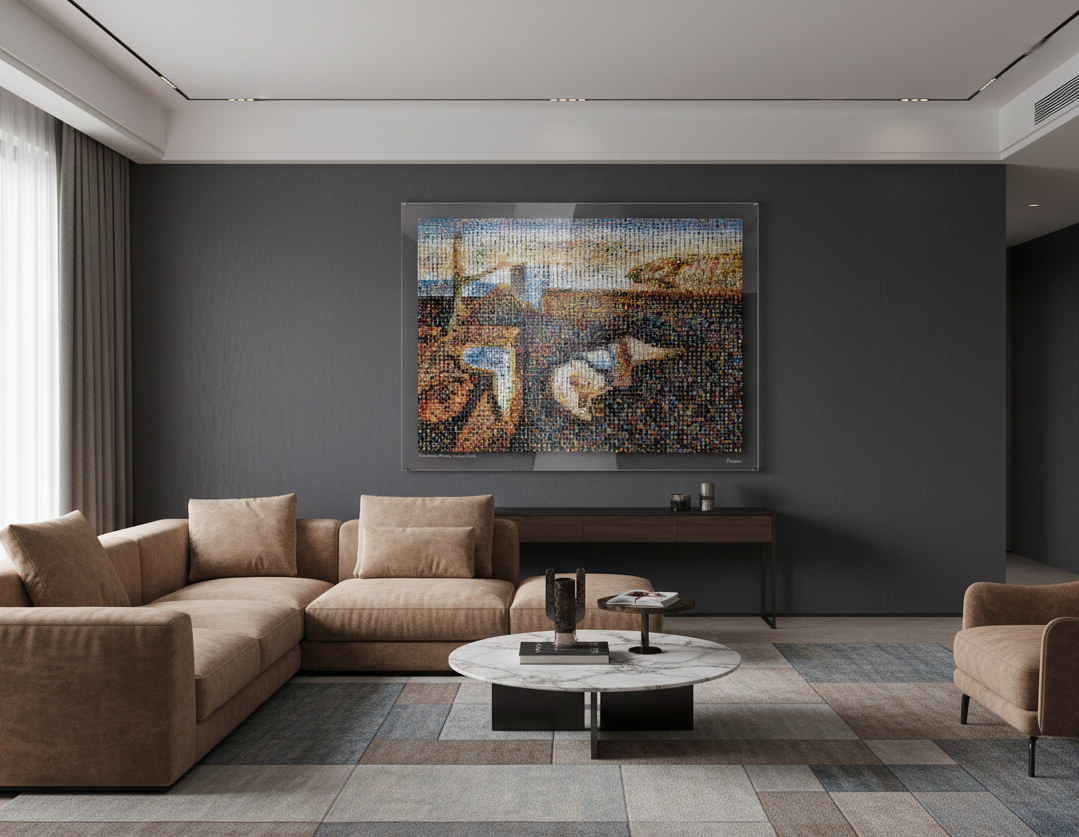 Tableau plexiglass art contemporain Miquaseo, mosaique "The Persistence of Memory VS Luxury watches", decoration murale design, edition limitee signee et numerotee